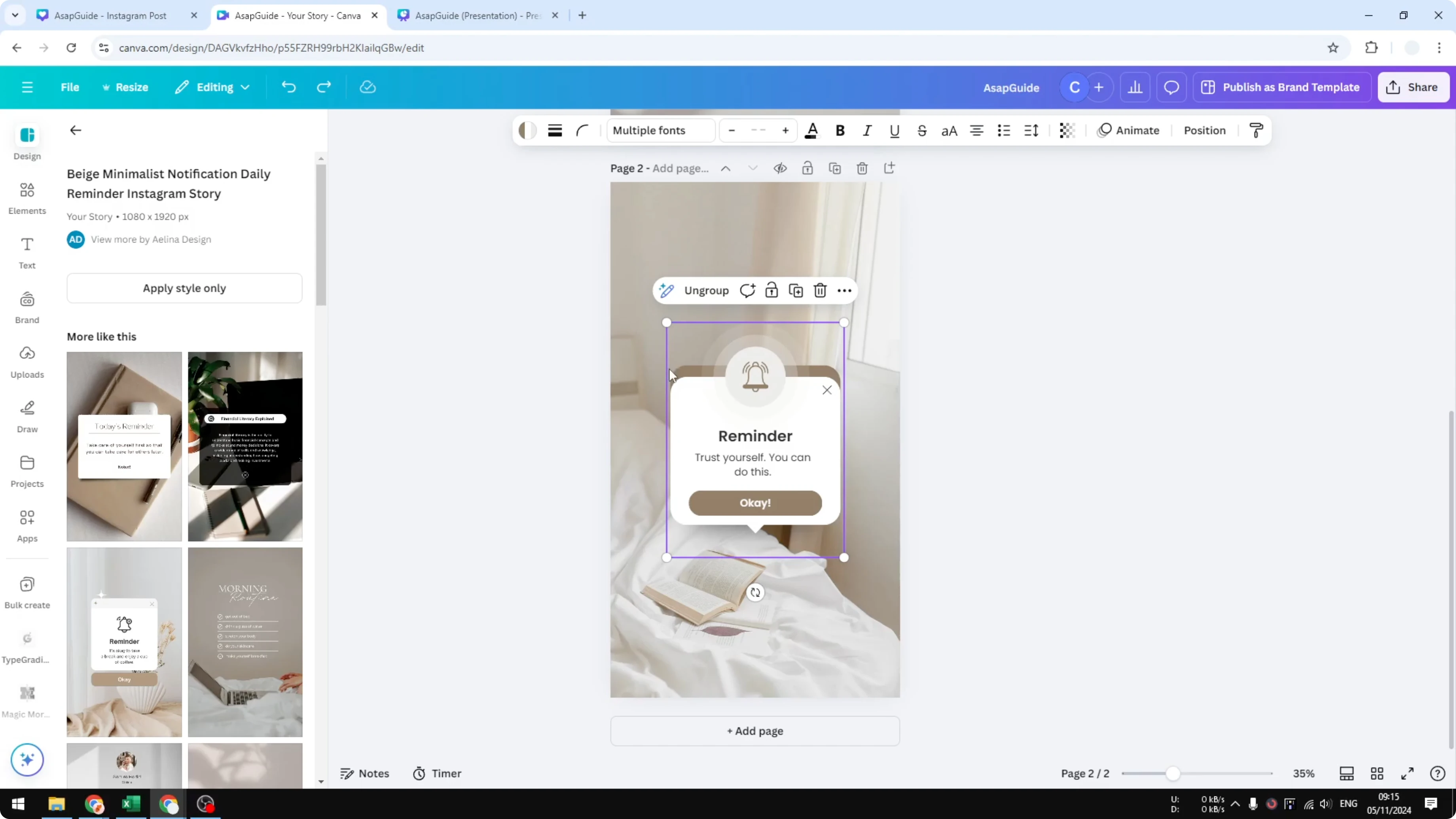 Screenshot from How to Rotate Canvas Inside Canva at 133s