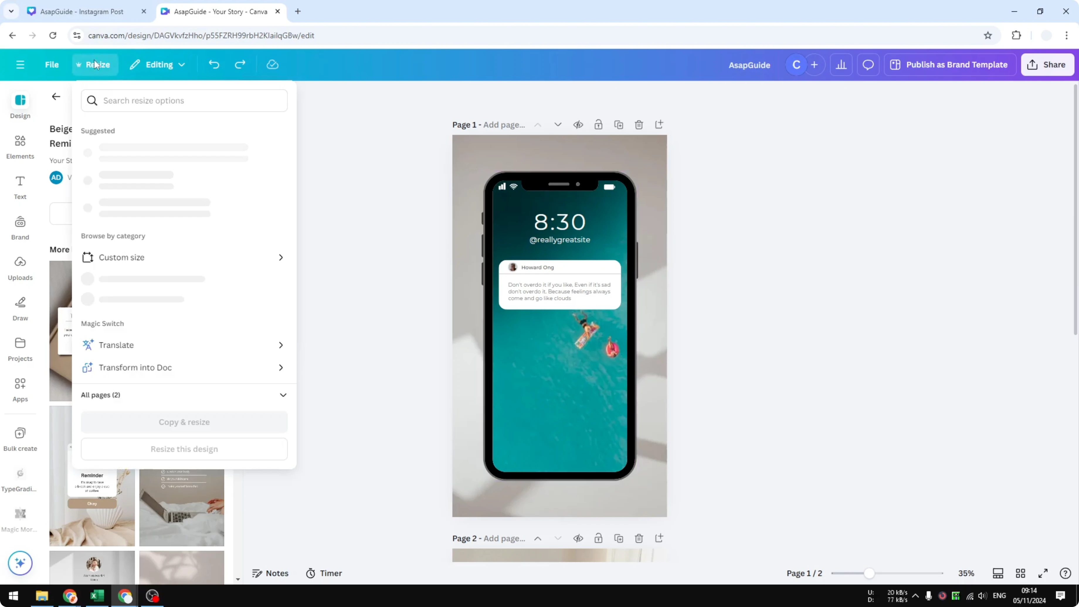 Screenshot from How to Rotate Canvas Inside Canva at 52s