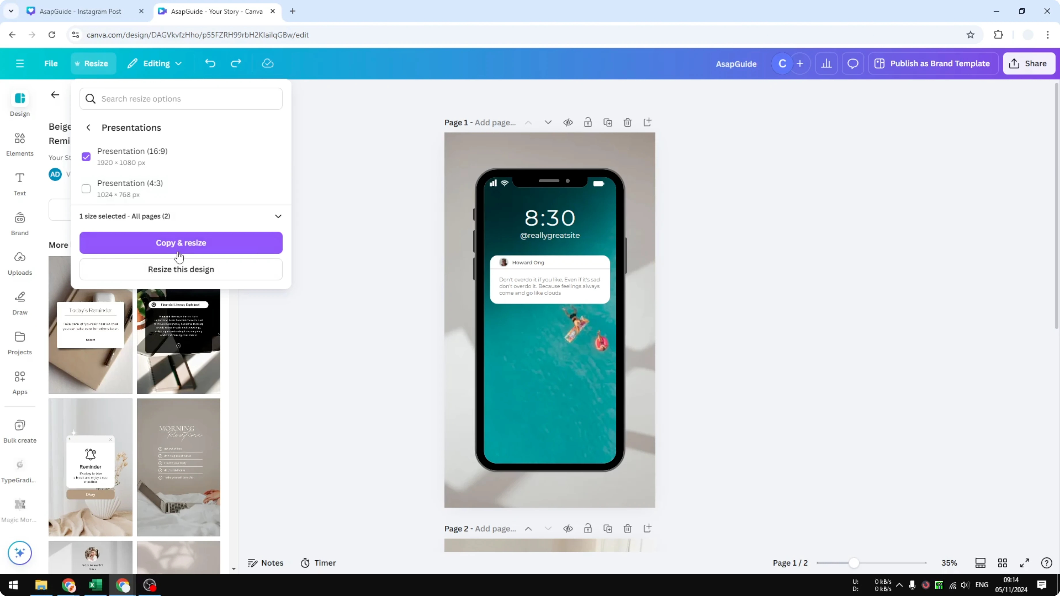 Screenshot from How to Rotate Canvas Inside Canva at 75s