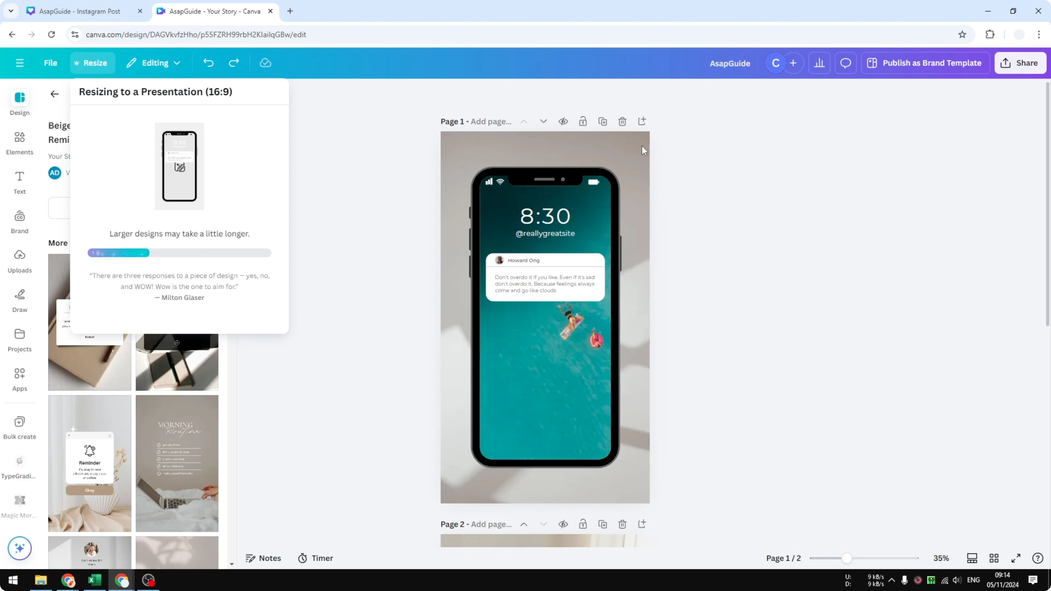 Screenshot from How to Rotate Canvas Inside Canva at 81s