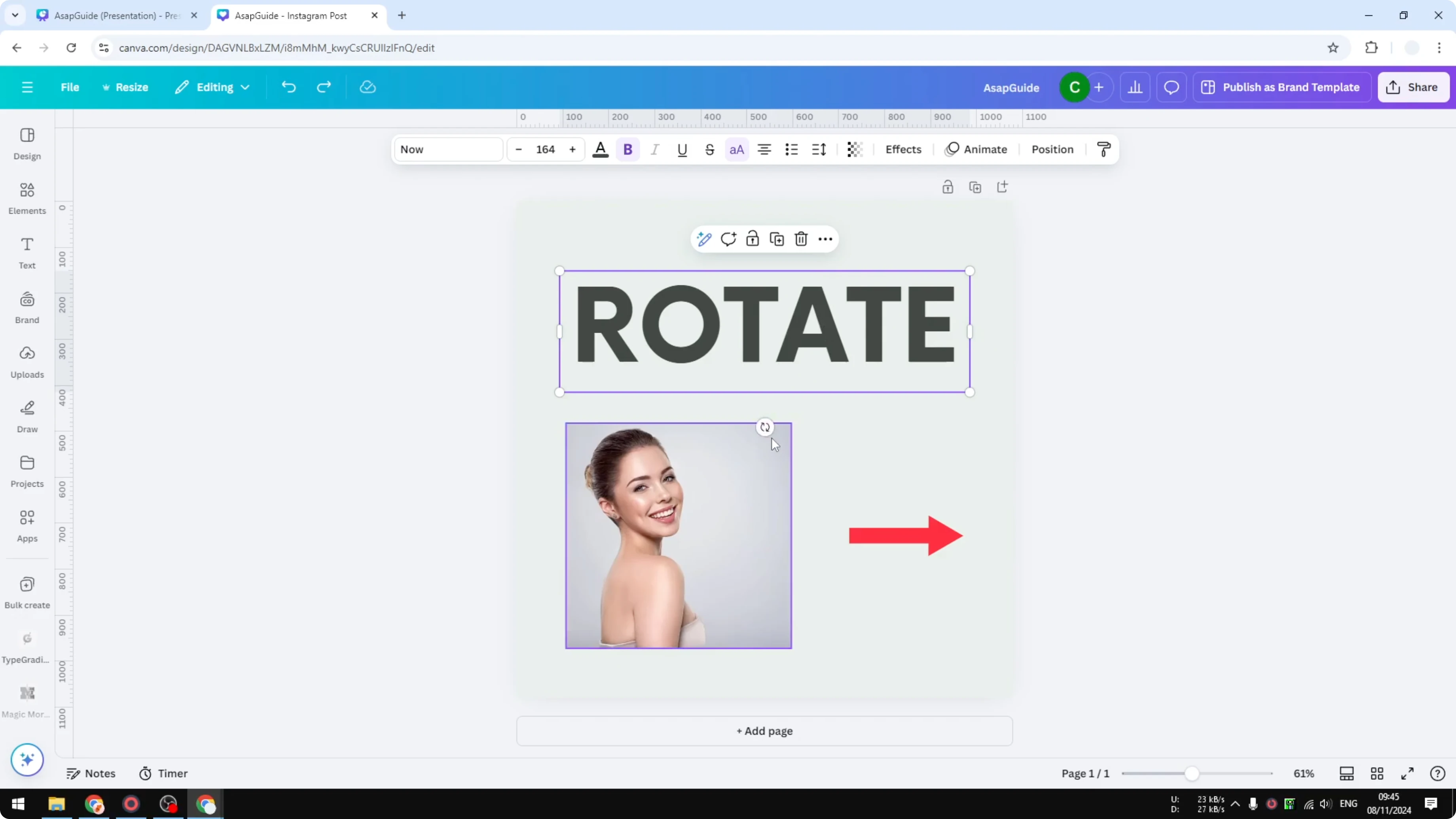 Screenshot from How to Rotate Elements in Canva at 22s