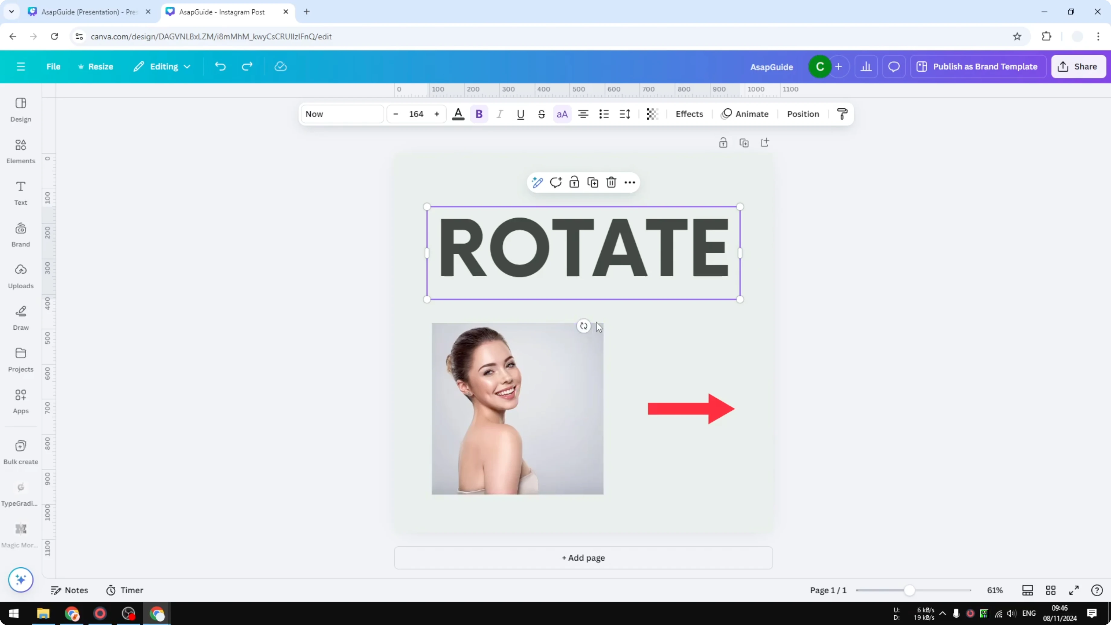 Screenshot from How to Rotate Elements in Canva at 26s