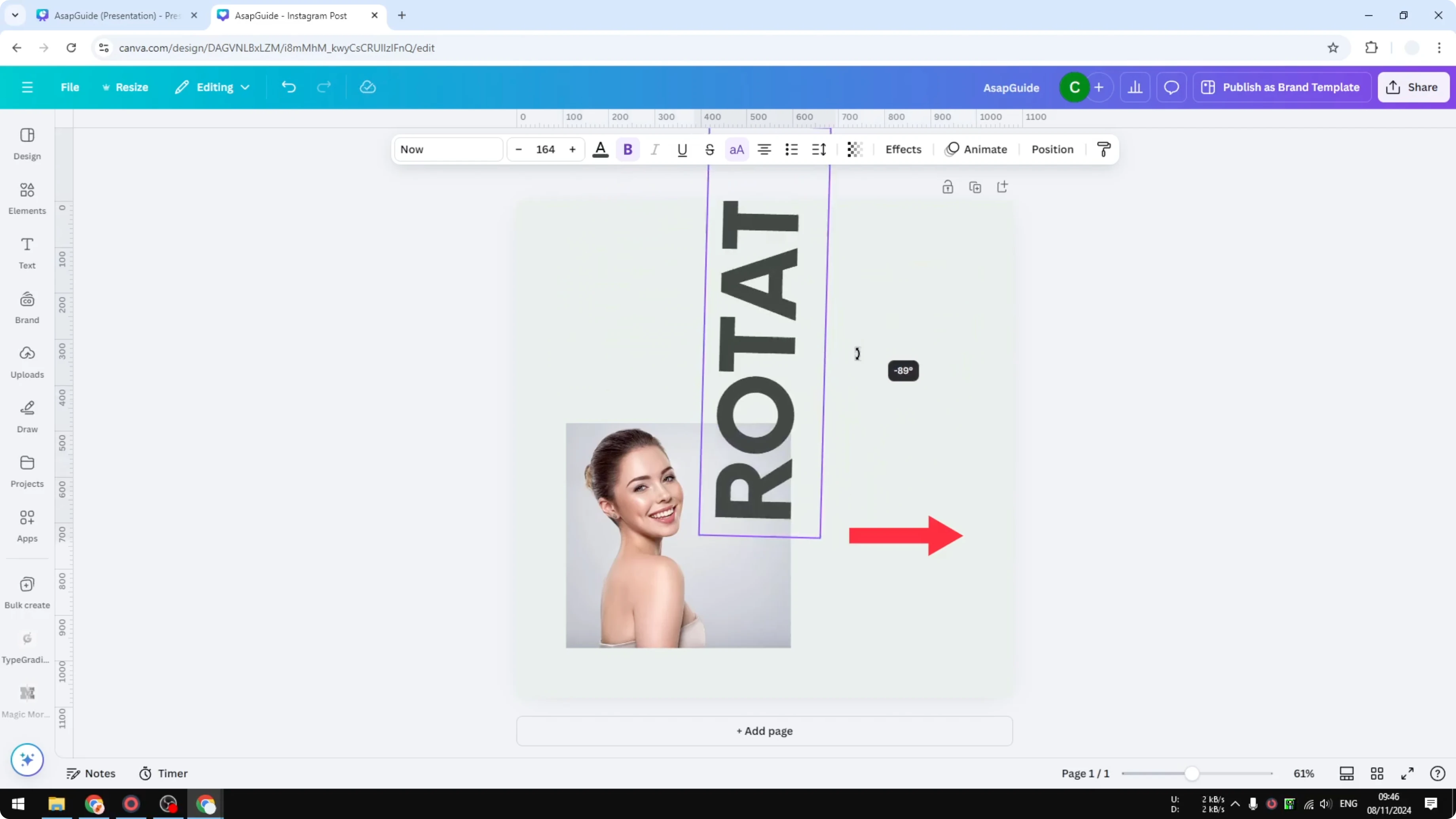 Screenshot from How to Rotate Elements in Canva at 48s