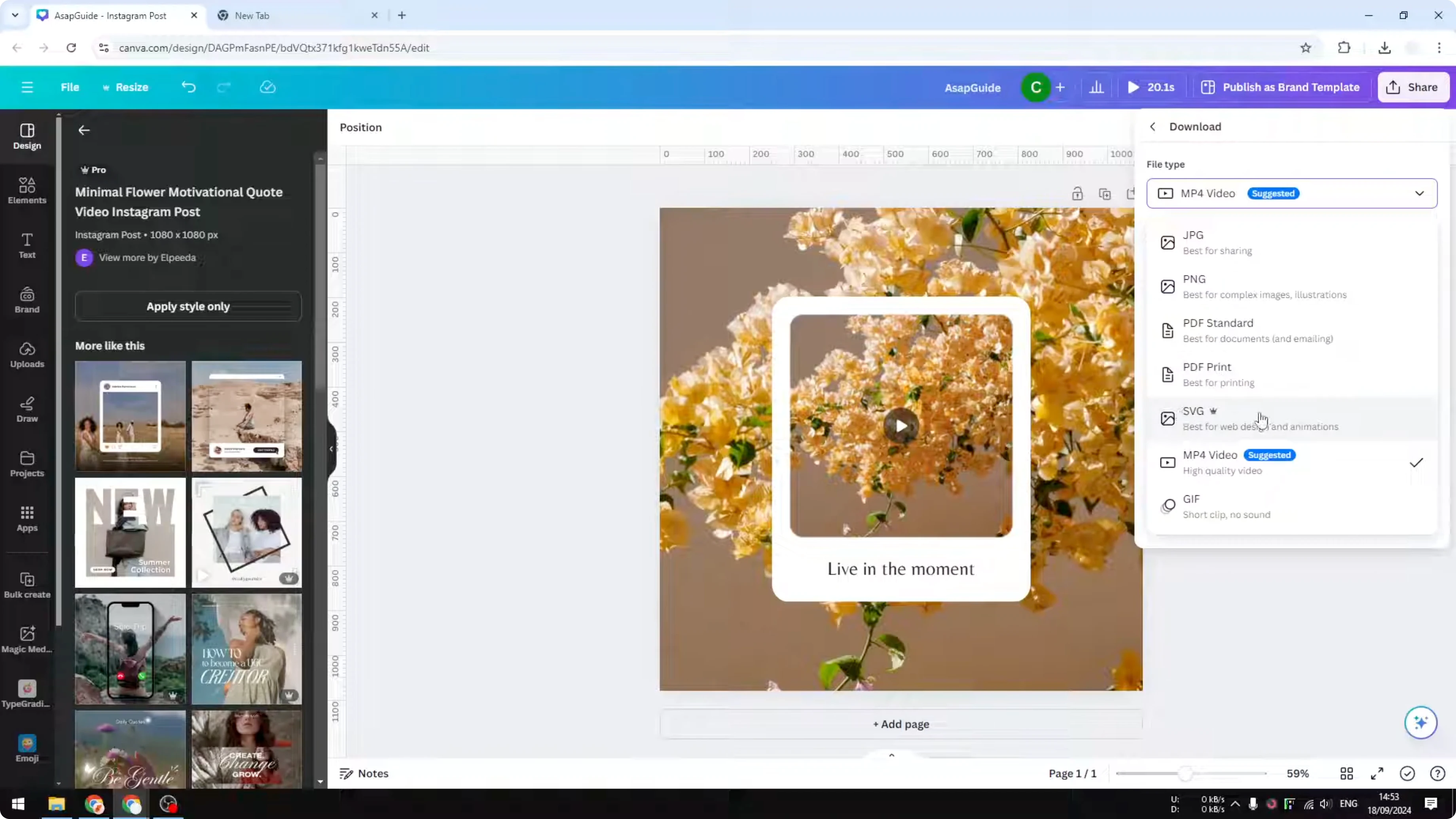 Screenshot from How to Save Canva Design to Computer at 109s