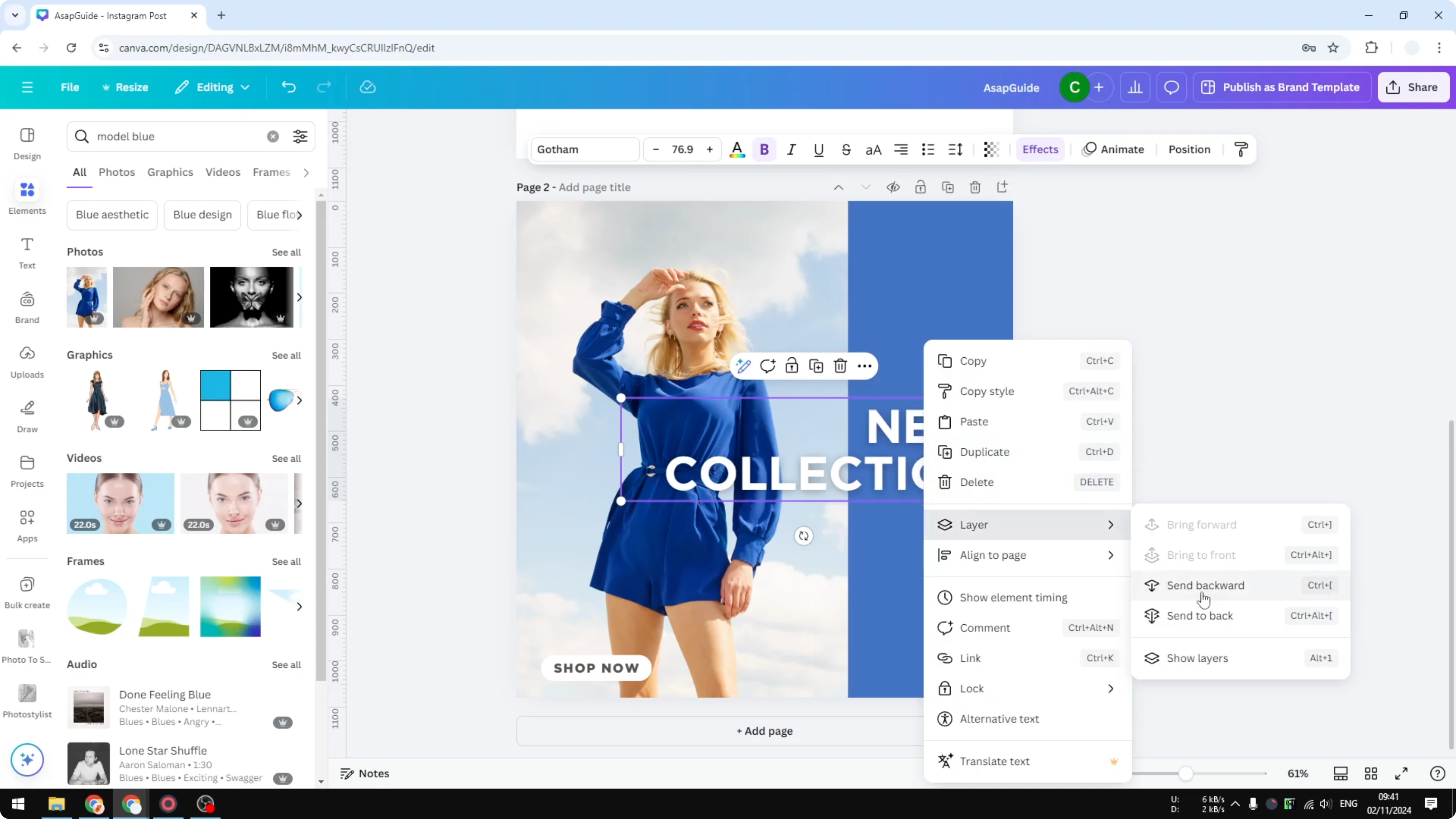 Screenshot from How to Send Text Behind Image in Canva at 28s