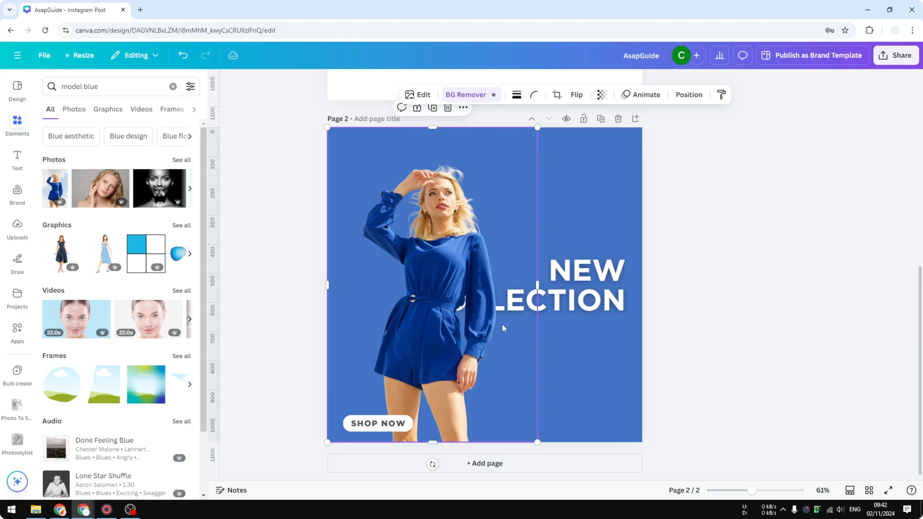 Screenshot from How to Send Text Behind Image in Canva at 76s