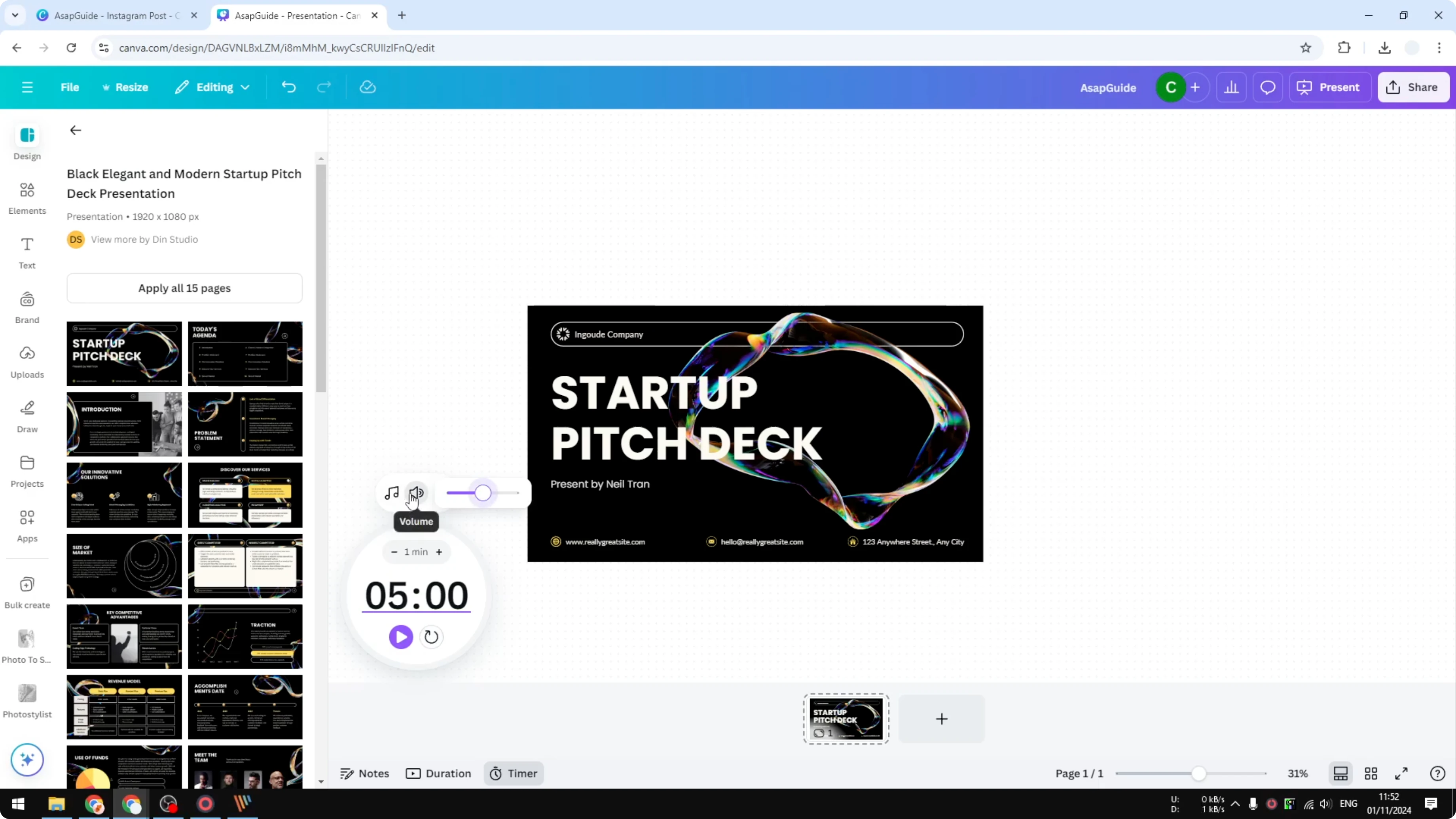 Screenshot from How to Set a Timer in Canva Whiteboard at 49s