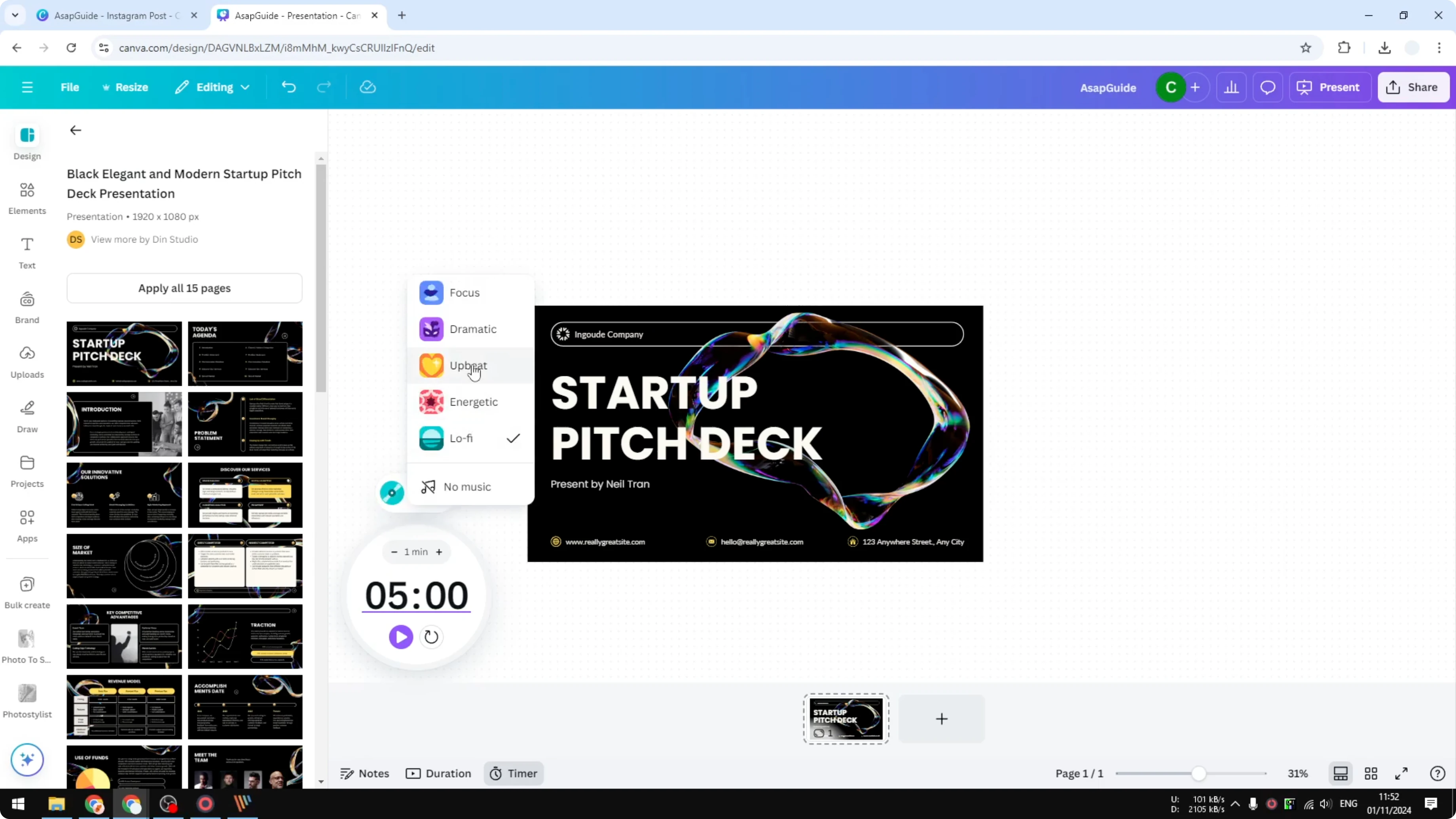 Screenshot from How to Set a Timer in Canva Whiteboard at 61s