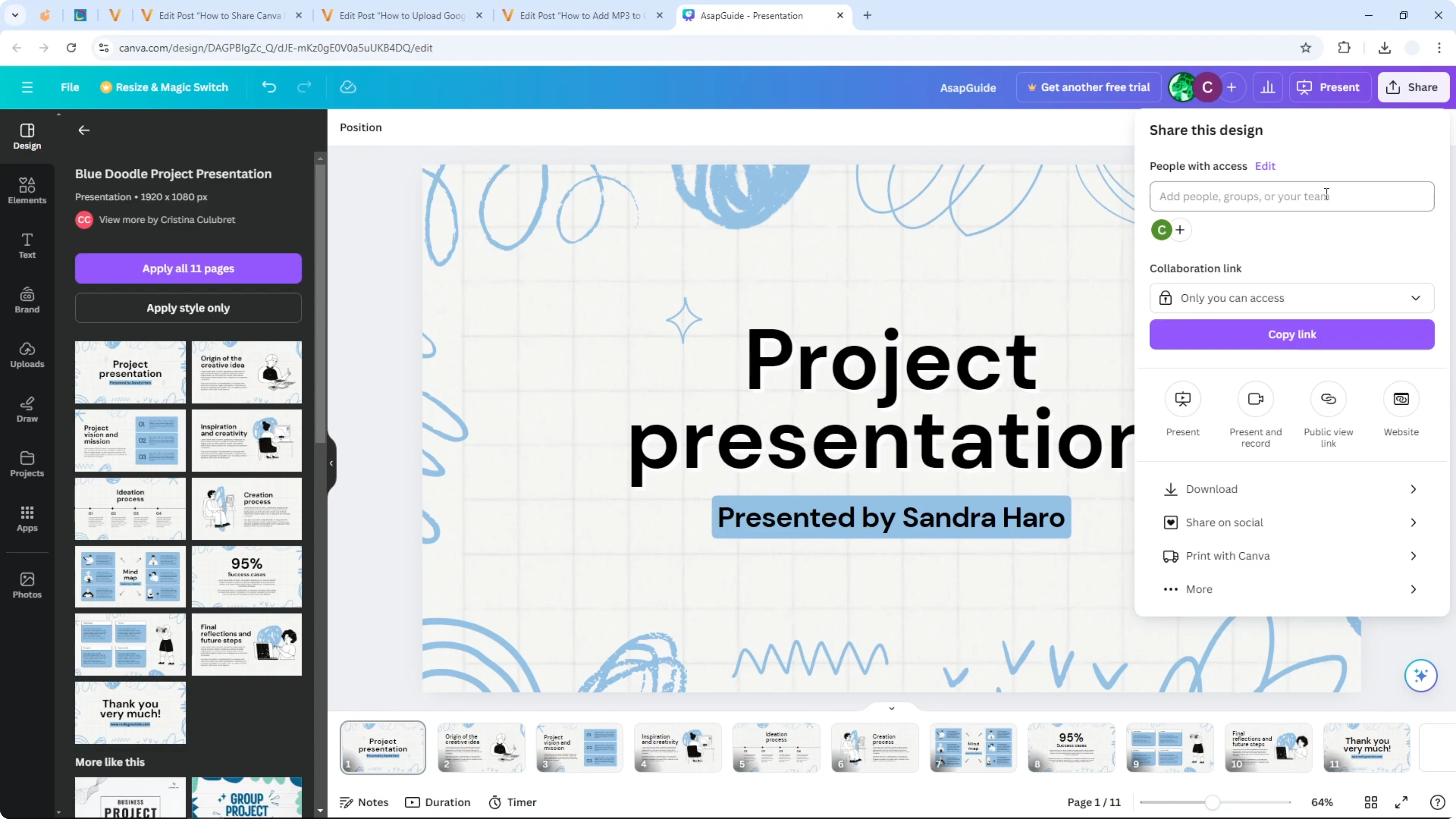 Screenshot from How to Share Canva Presentation with Anyone at 28s