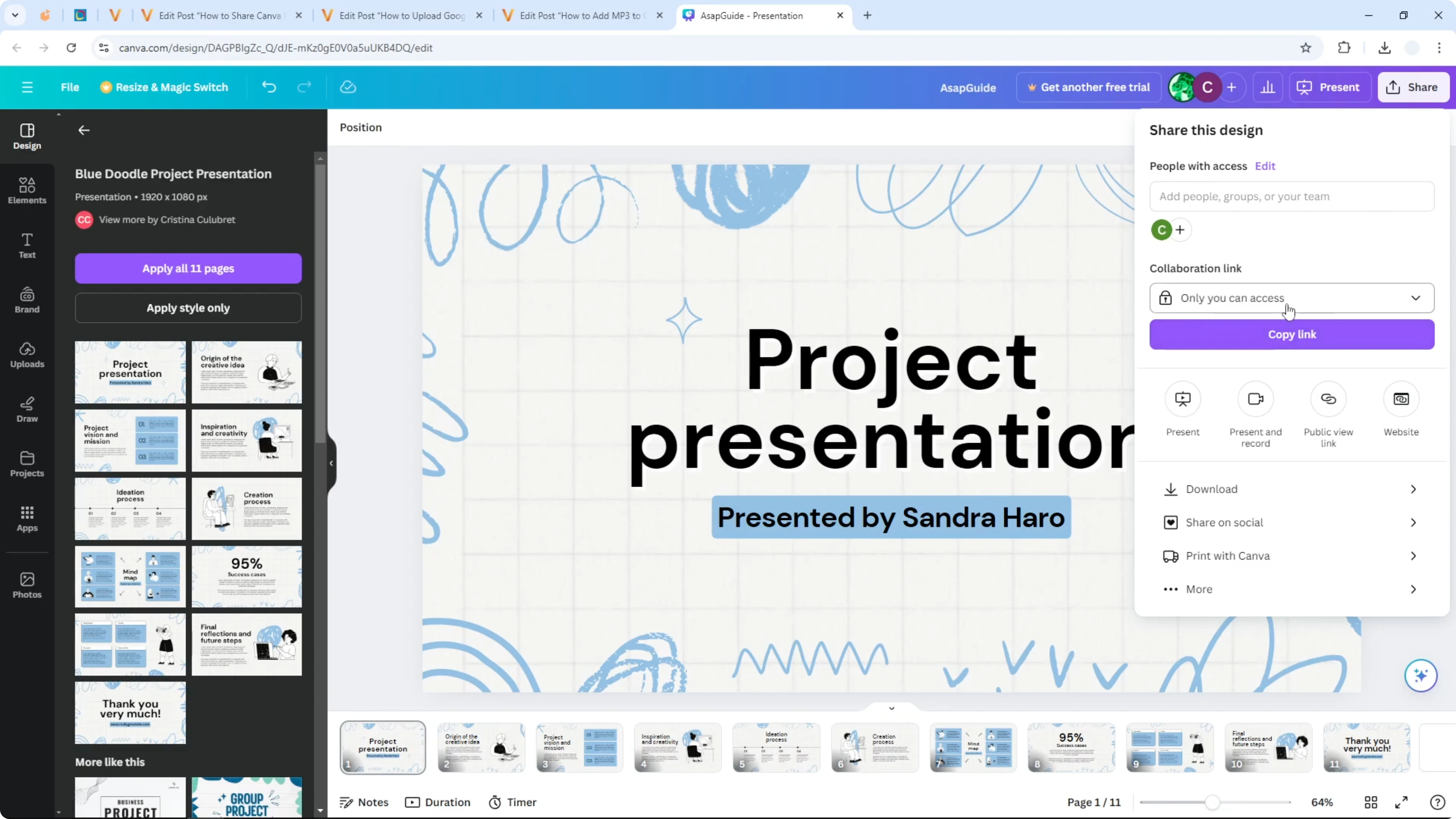 Screenshot from How to Share Canva Presentation with Anyone at 61s