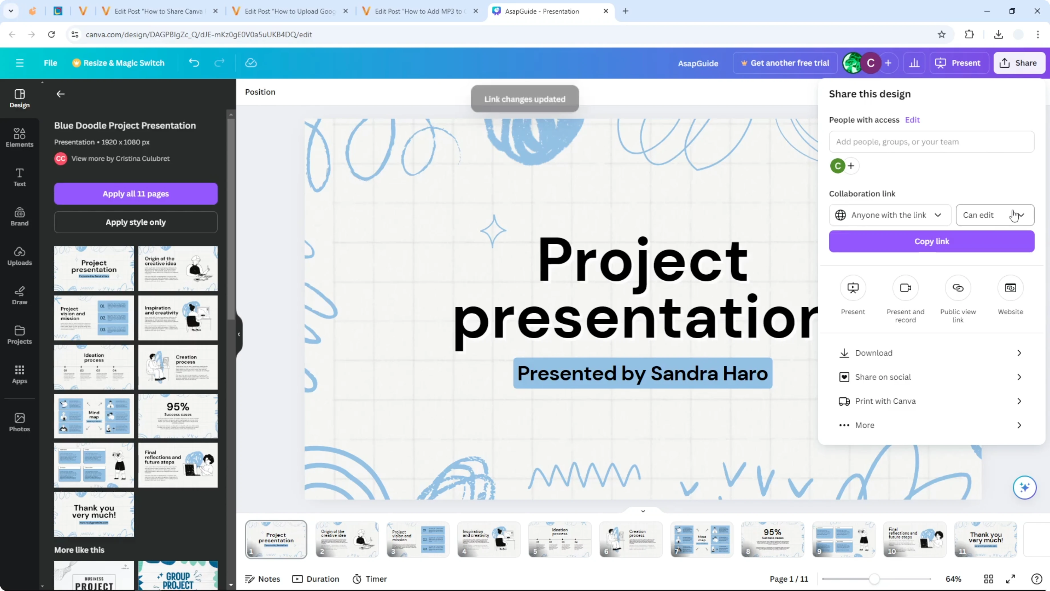 Screenshot from How to Share Canva Presentation with Anyone at 66s