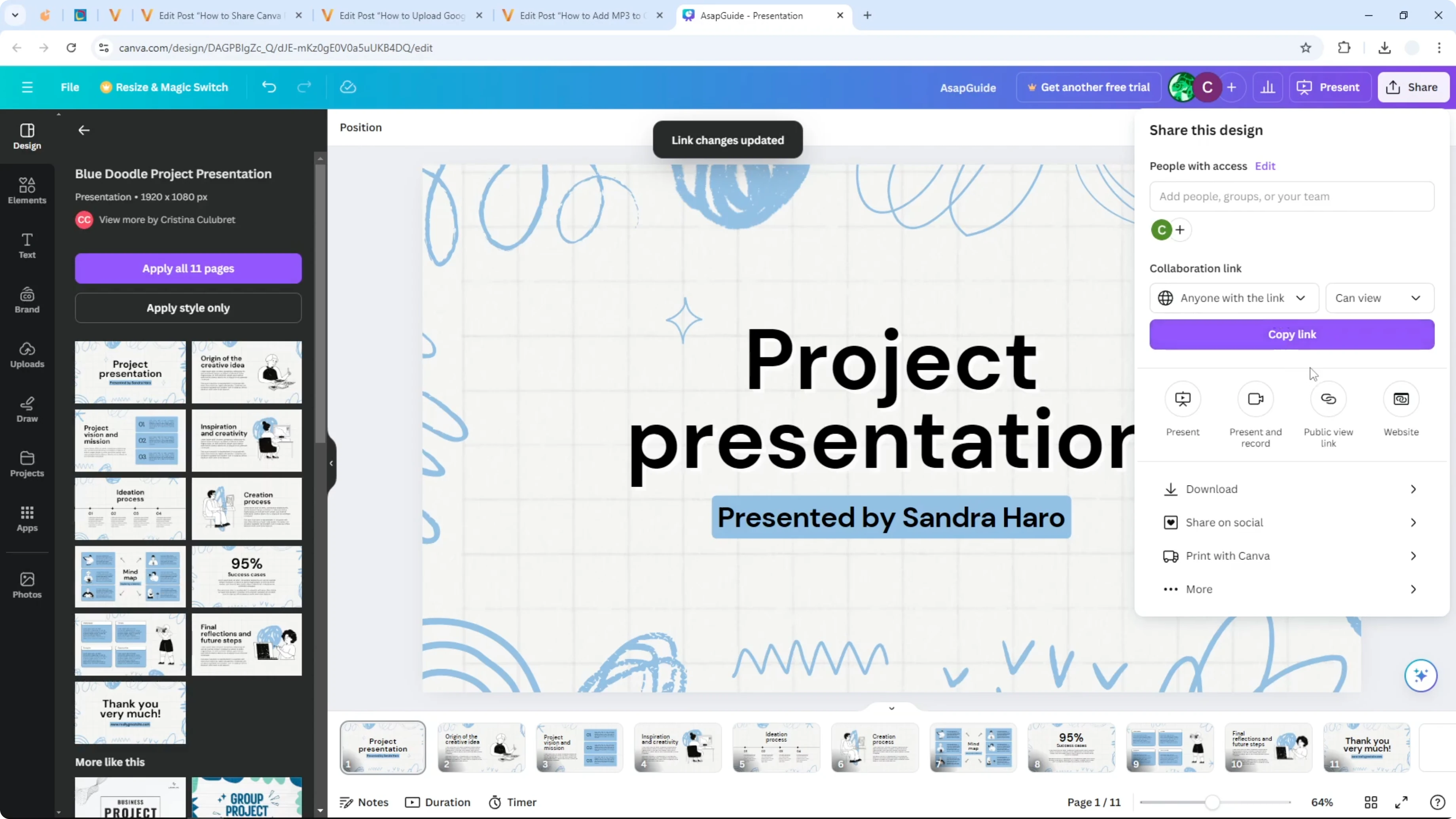 Screenshot from How to Share Canva Presentation with Anyone at 80s