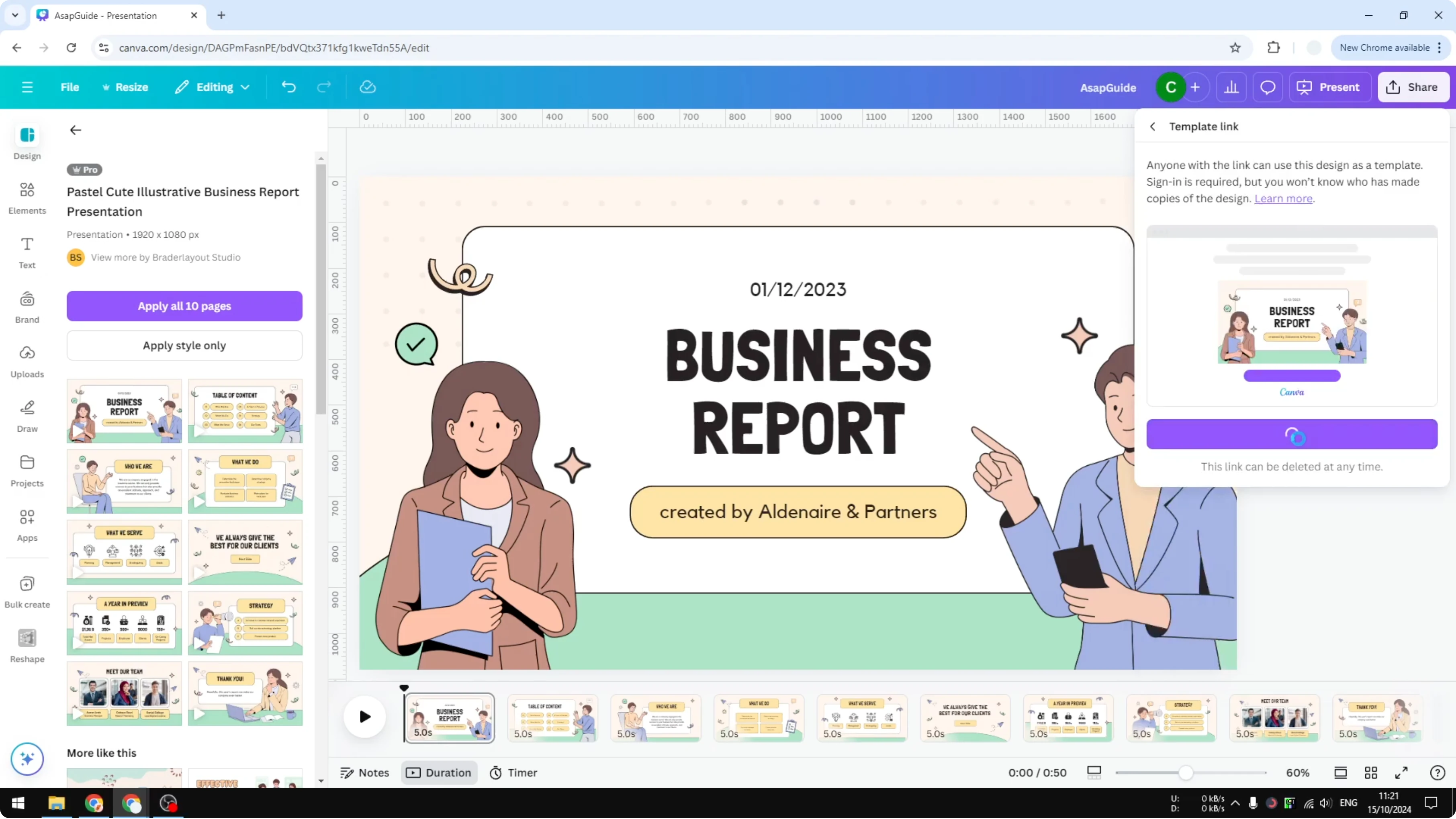 Screenshot from How to Share a Design Template with Canva URL at 116s