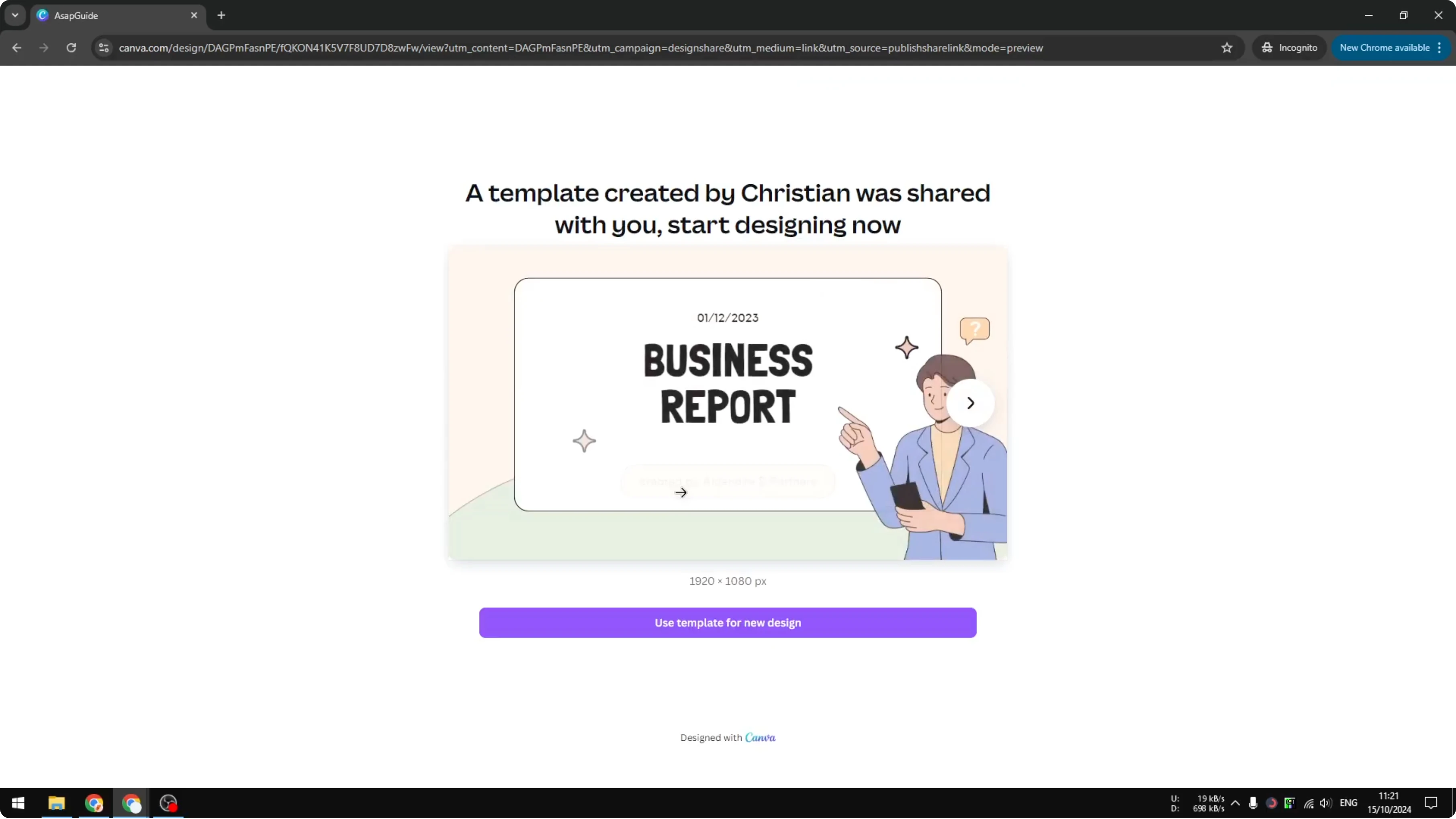 Screenshot from How to Share a Design Template with Canva URL at 127s