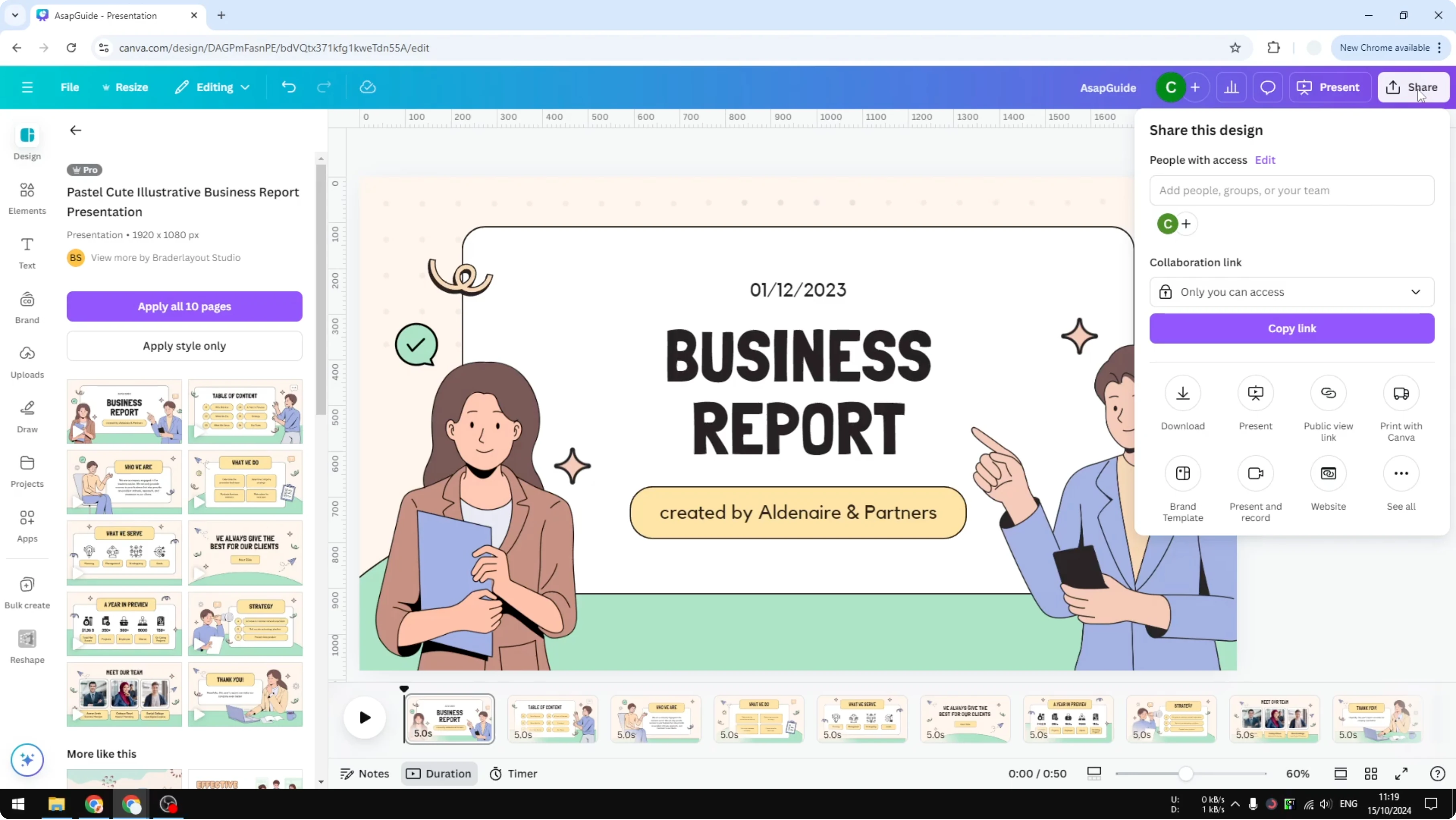 Screenshot from How to Share a Design Template with Canva URL at 21s