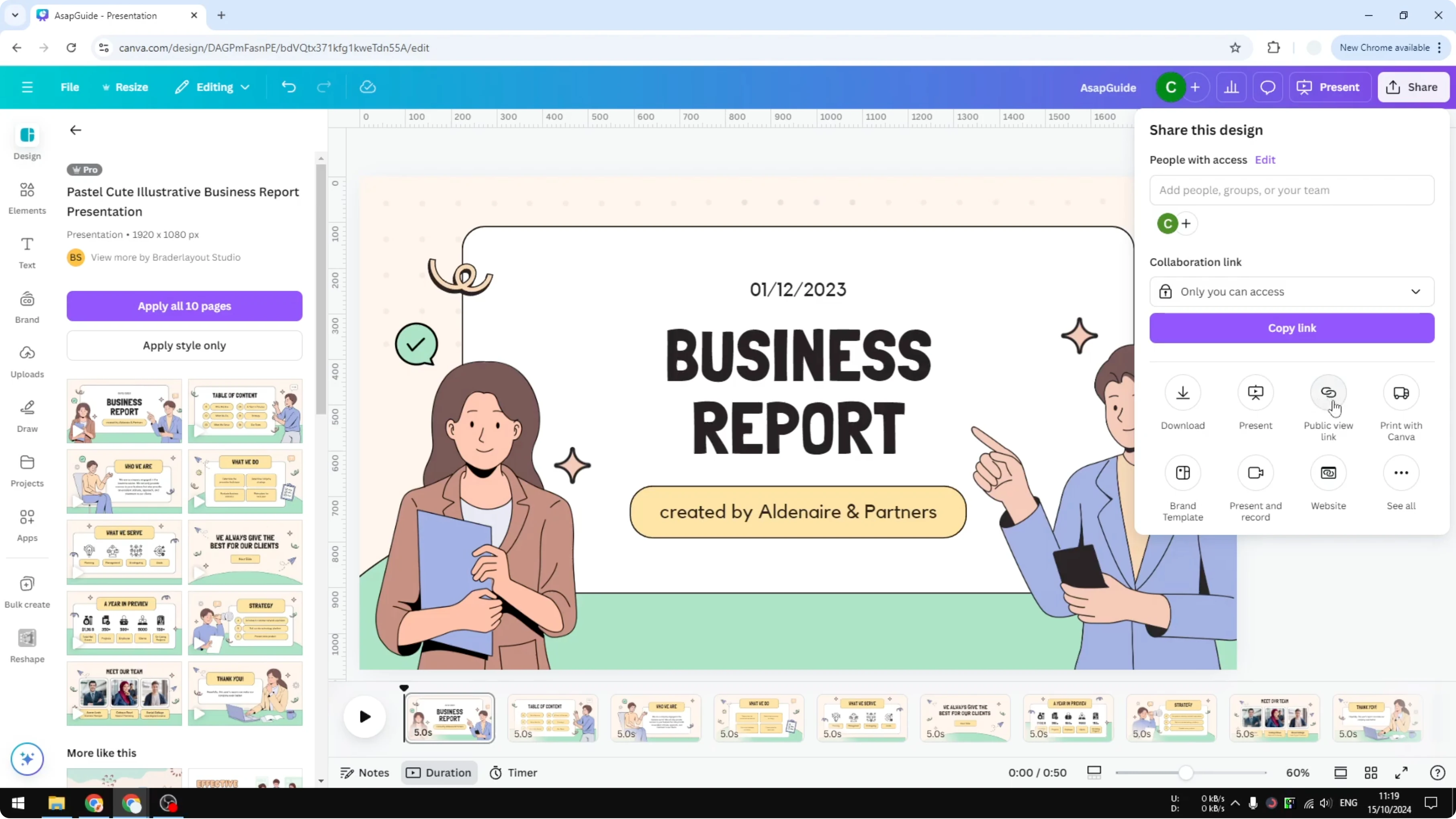 Screenshot from How to Share a Design Template with Canva URL at 49s