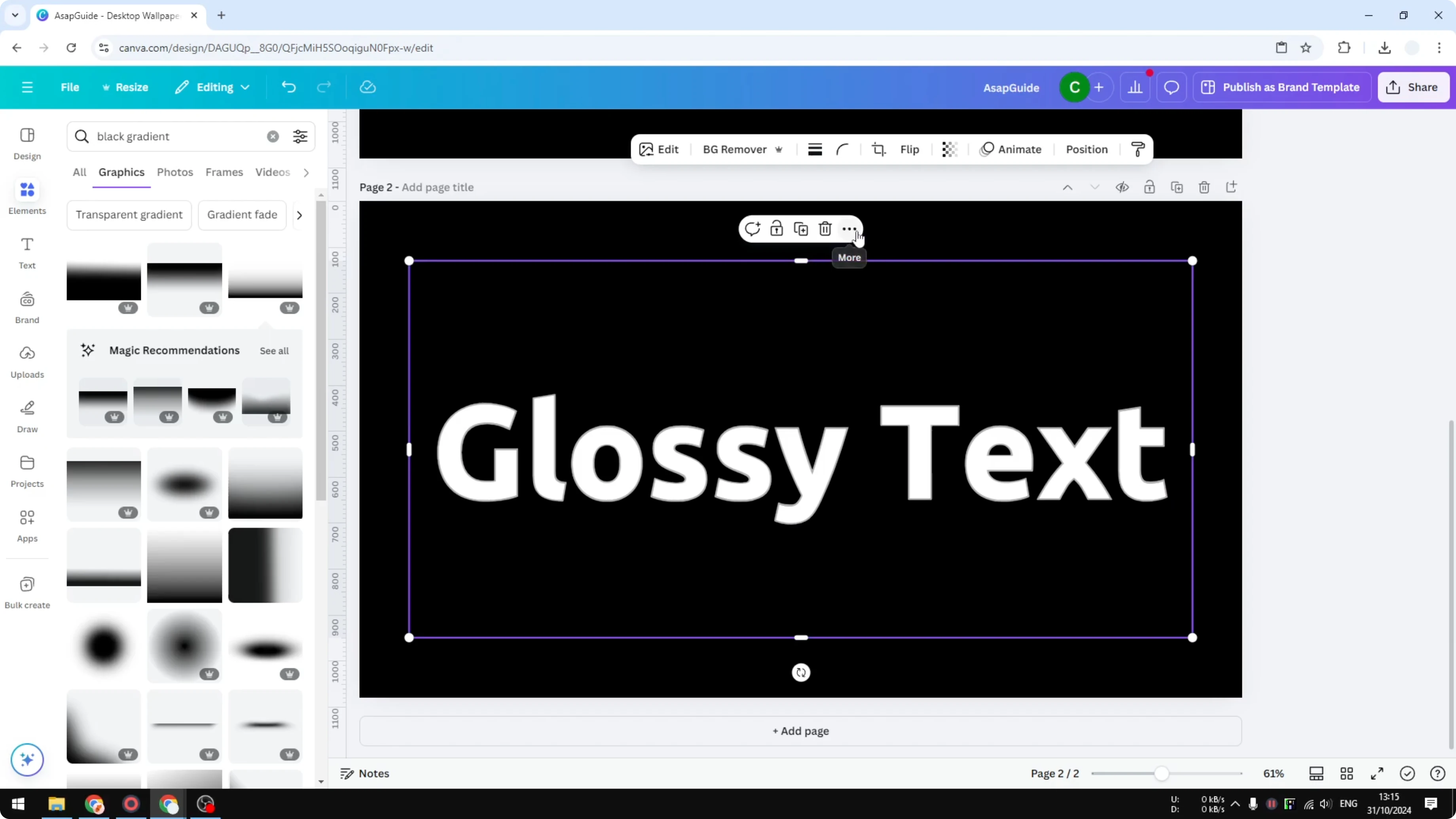 Screenshot from How to Create a Simple Glossy Text Effect in Canva at 141s