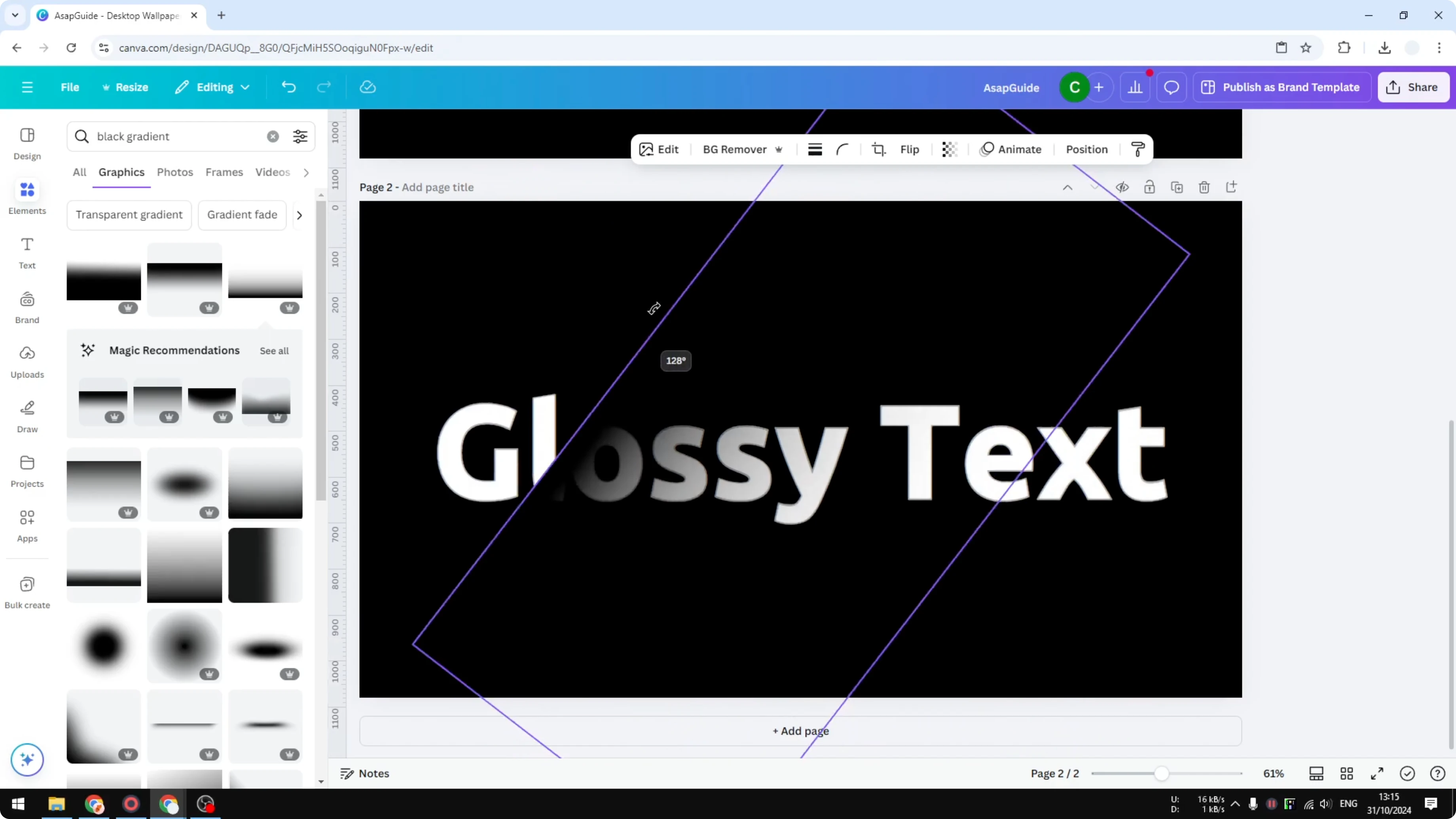 Screenshot from How to Create a Simple Glossy Text Effect in Canva at 147s