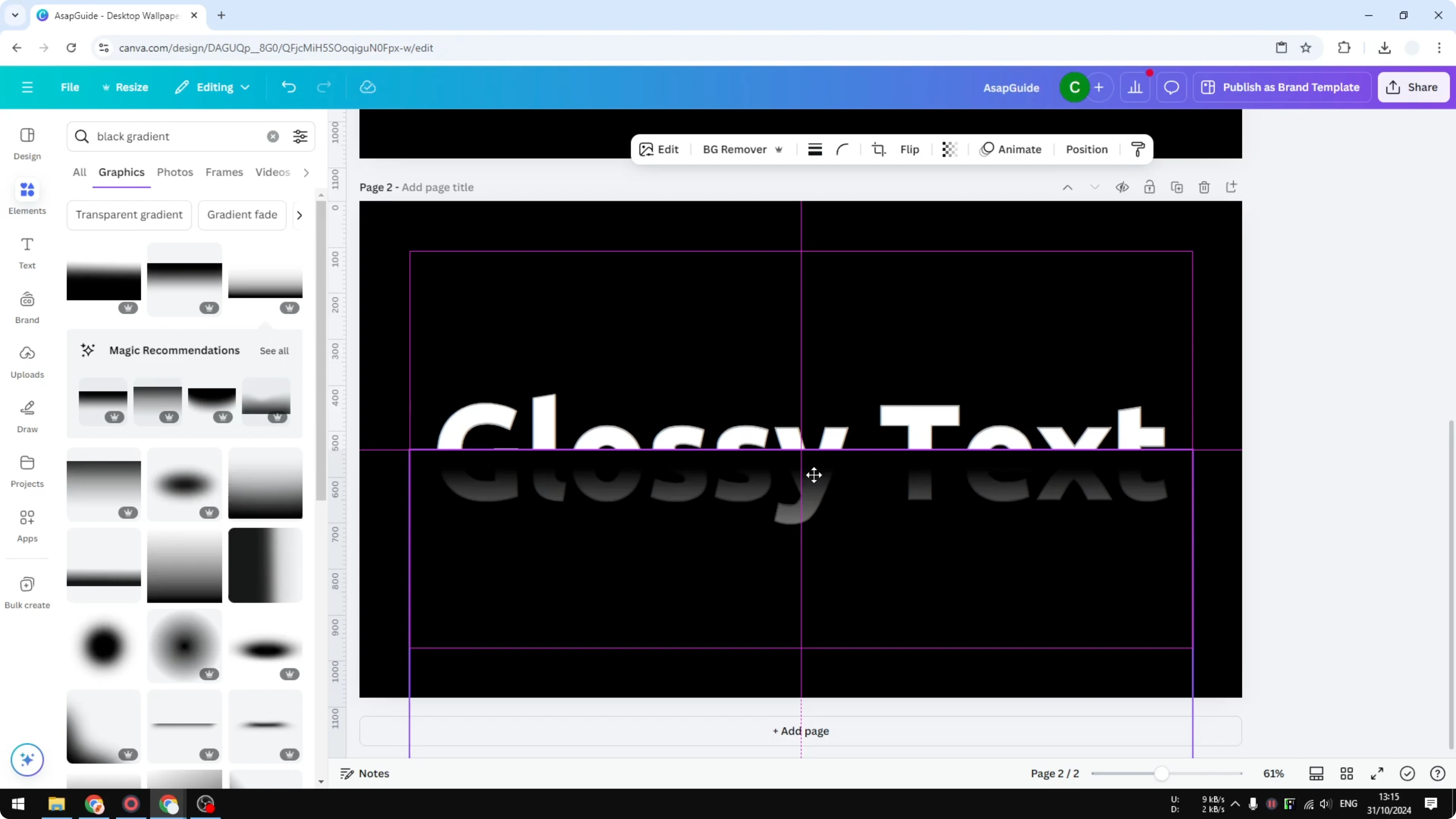 Screenshot from How to Create a Simple Glossy Text Effect in Canva at 154s