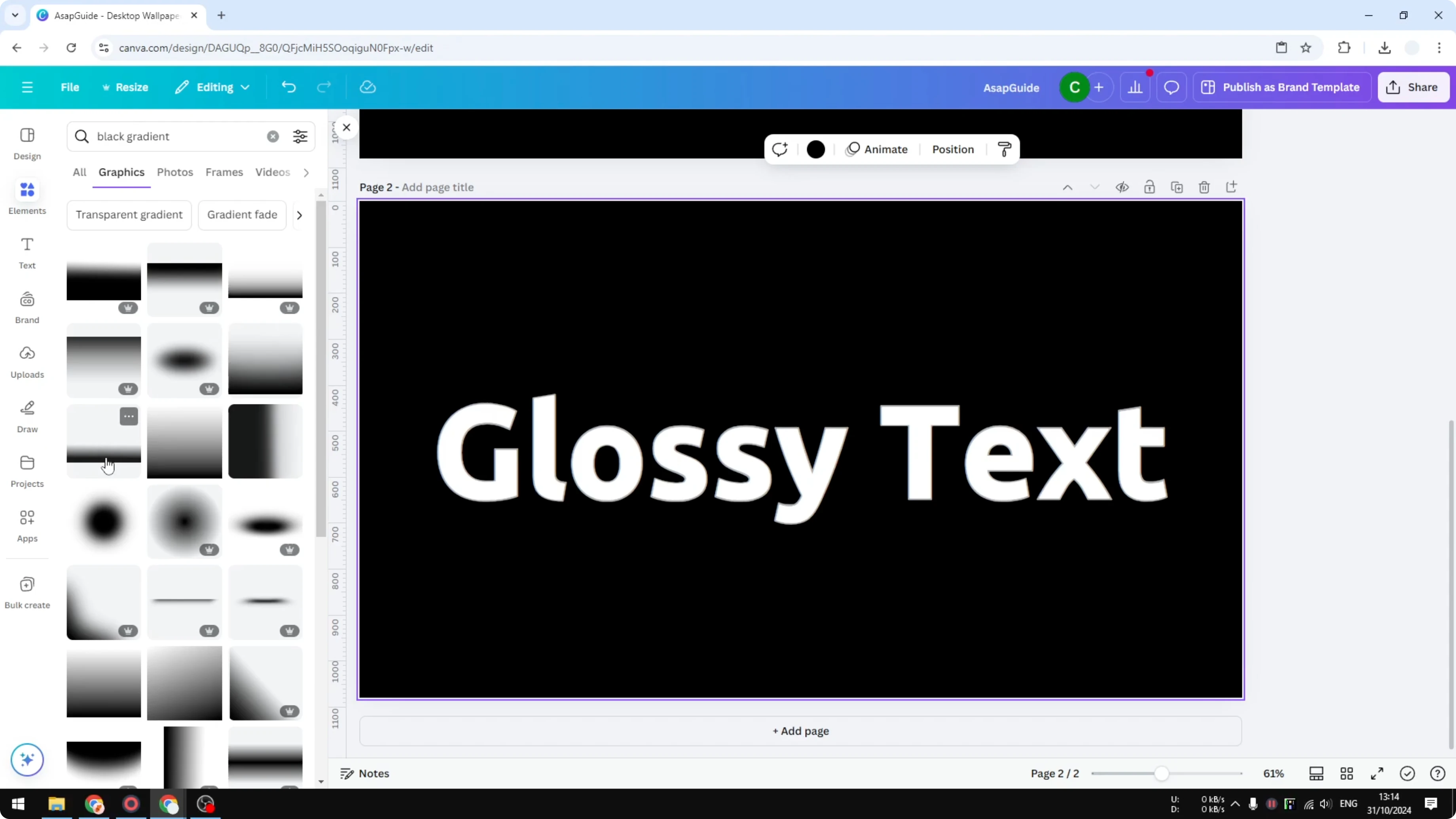 Screenshot from How to Create a Simple Glossy Text Effect in Canva at 97s