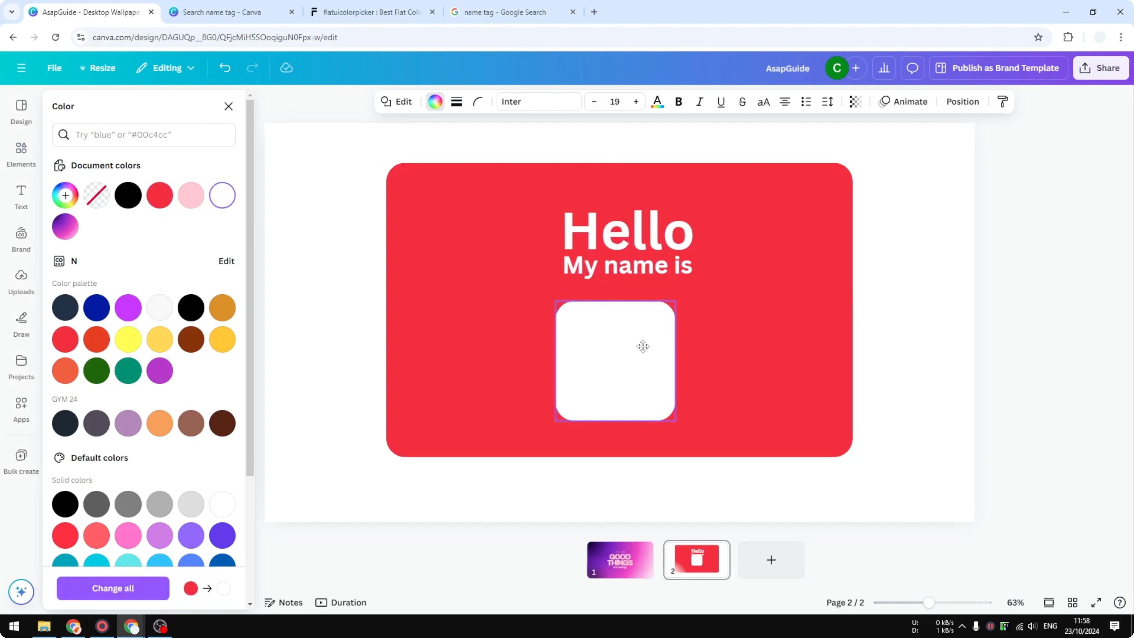 Screenshot from How to Make a Simple Name Tag in Canva at 156s