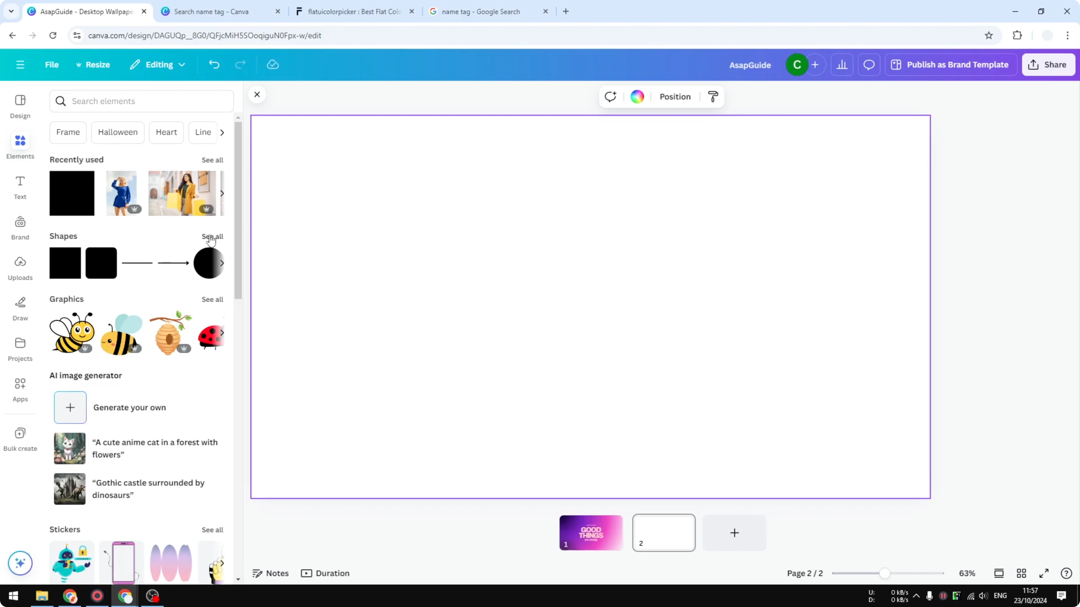 Screenshot from How to Make a Simple Name Tag in Canva at 51s