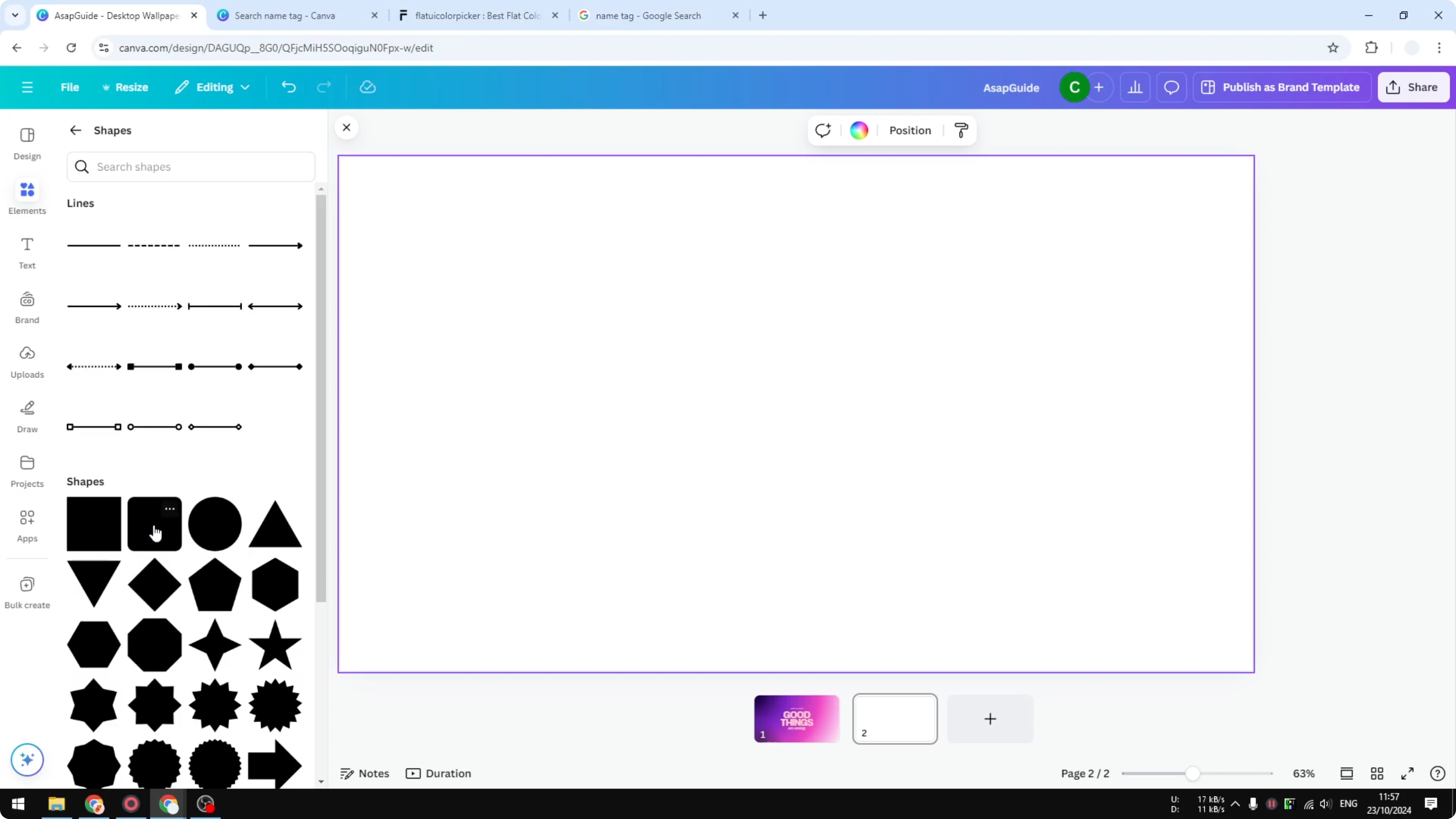 Screenshot from How to Make a Simple Name Tag in Canva at 57s