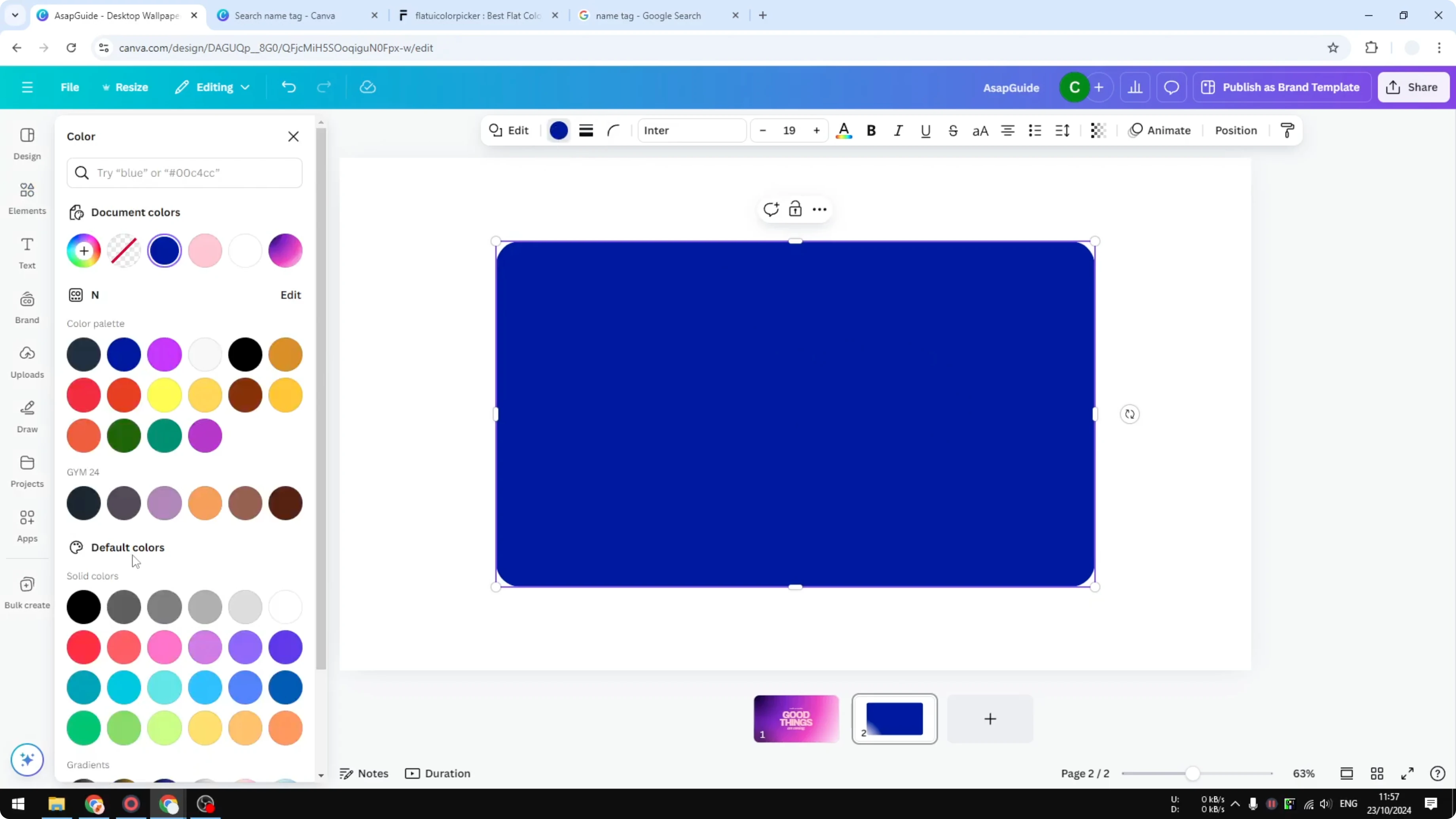 Screenshot from How to Make a Simple Name Tag in Canva at 68s