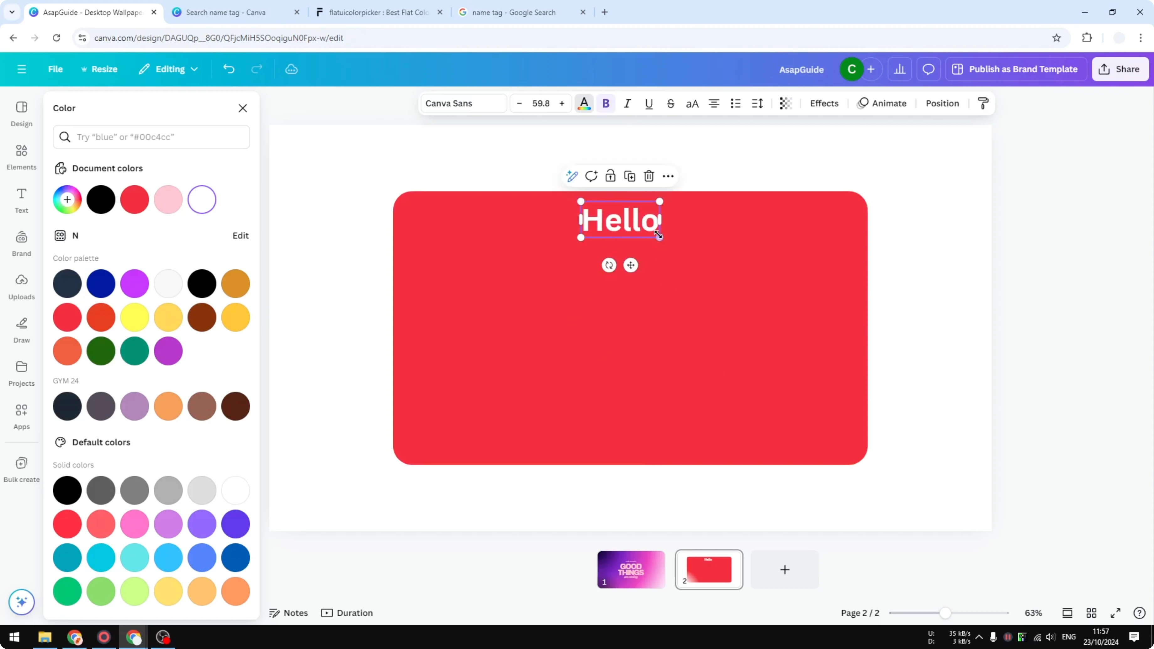 Screenshot from How to Make a Simple Name Tag in Canva at 90s