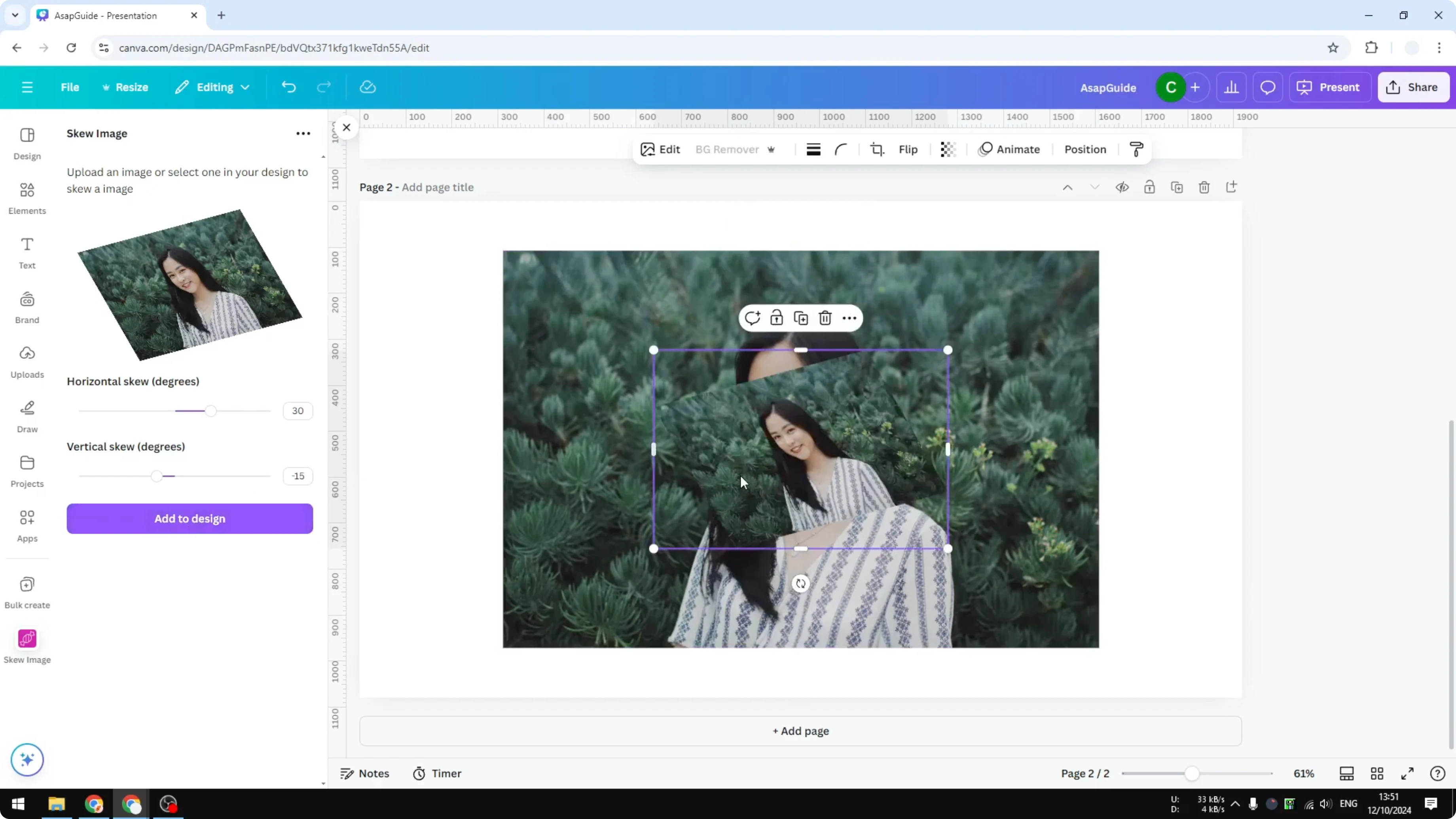 Screenshot from How to Skew Image in Canva at 106s