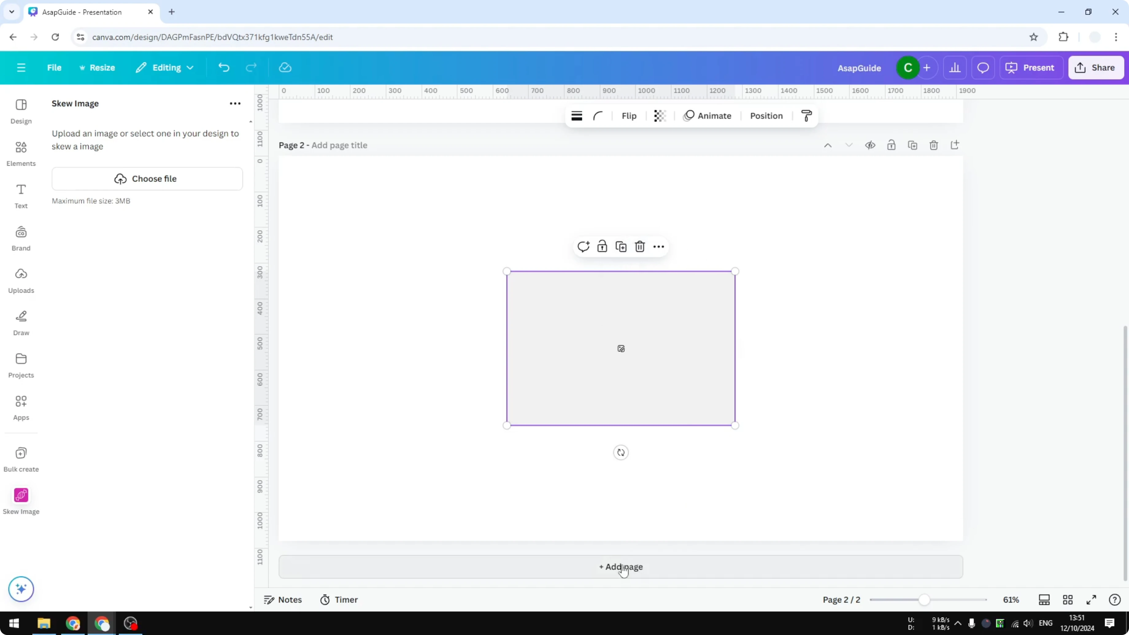 Screenshot from How to Skew Image in Canva at 131s