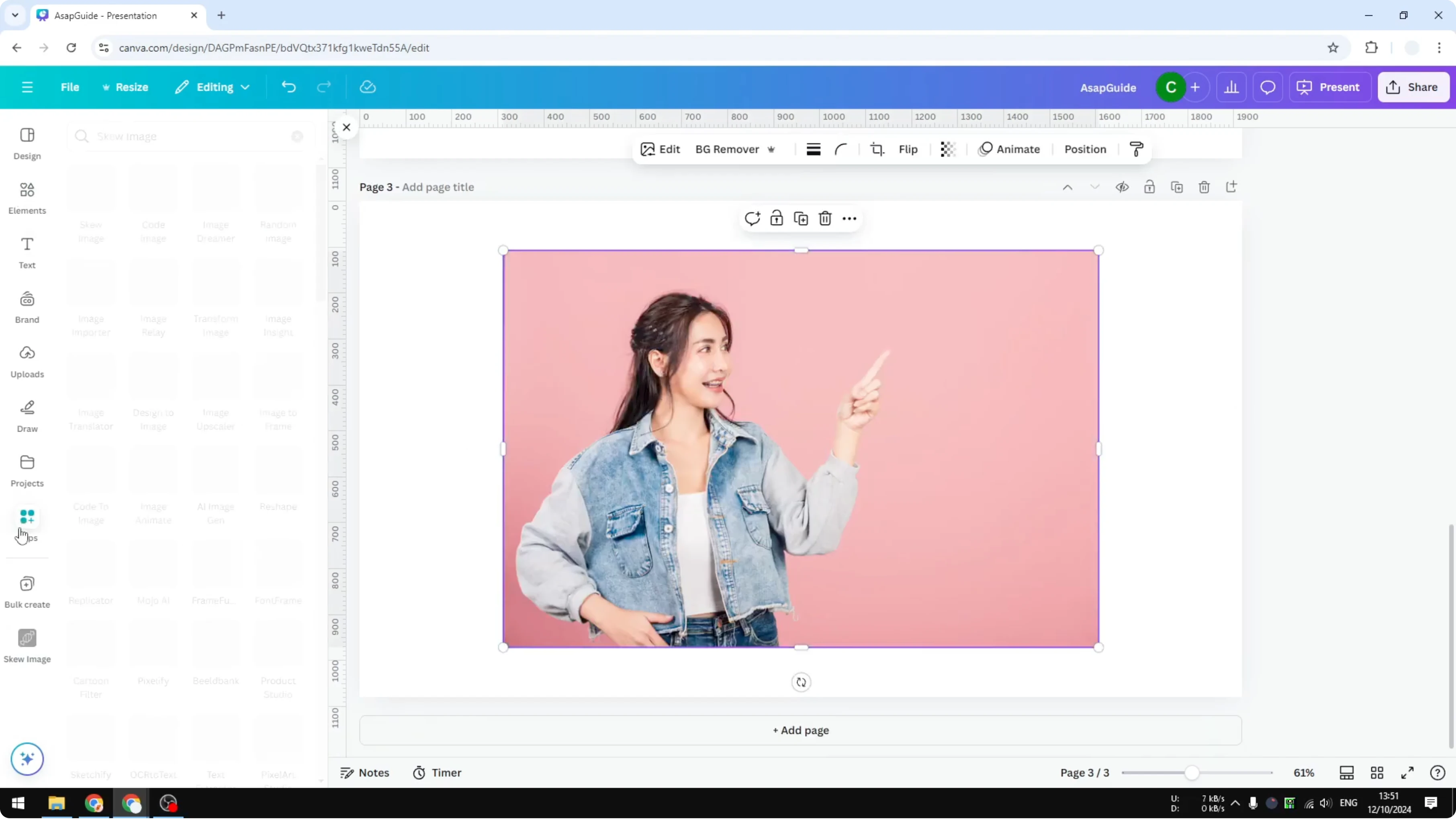 Screenshot from How to Skew Image in Canva at 136s
