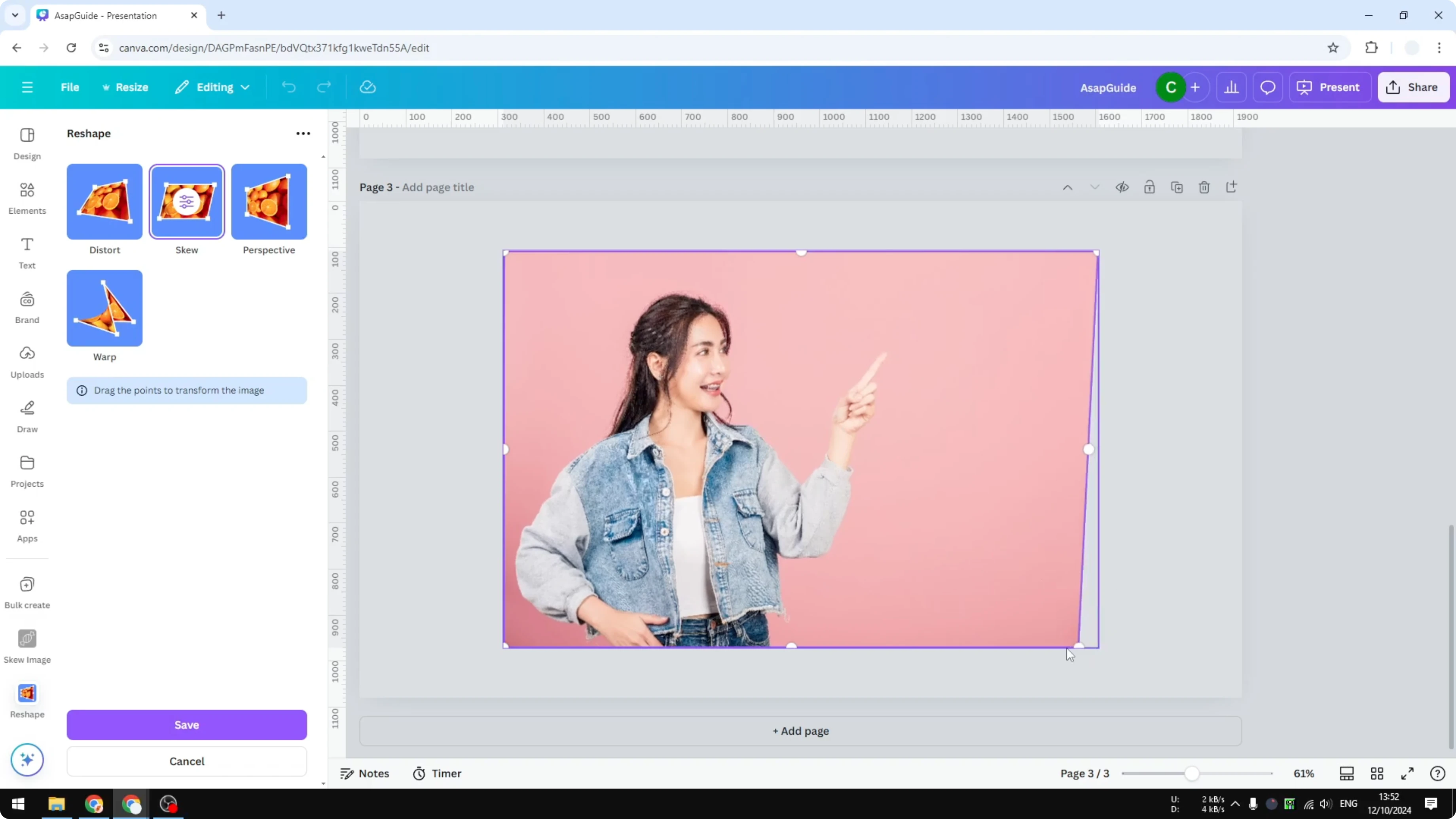 Screenshot from How to Skew Image in Canva at 163s