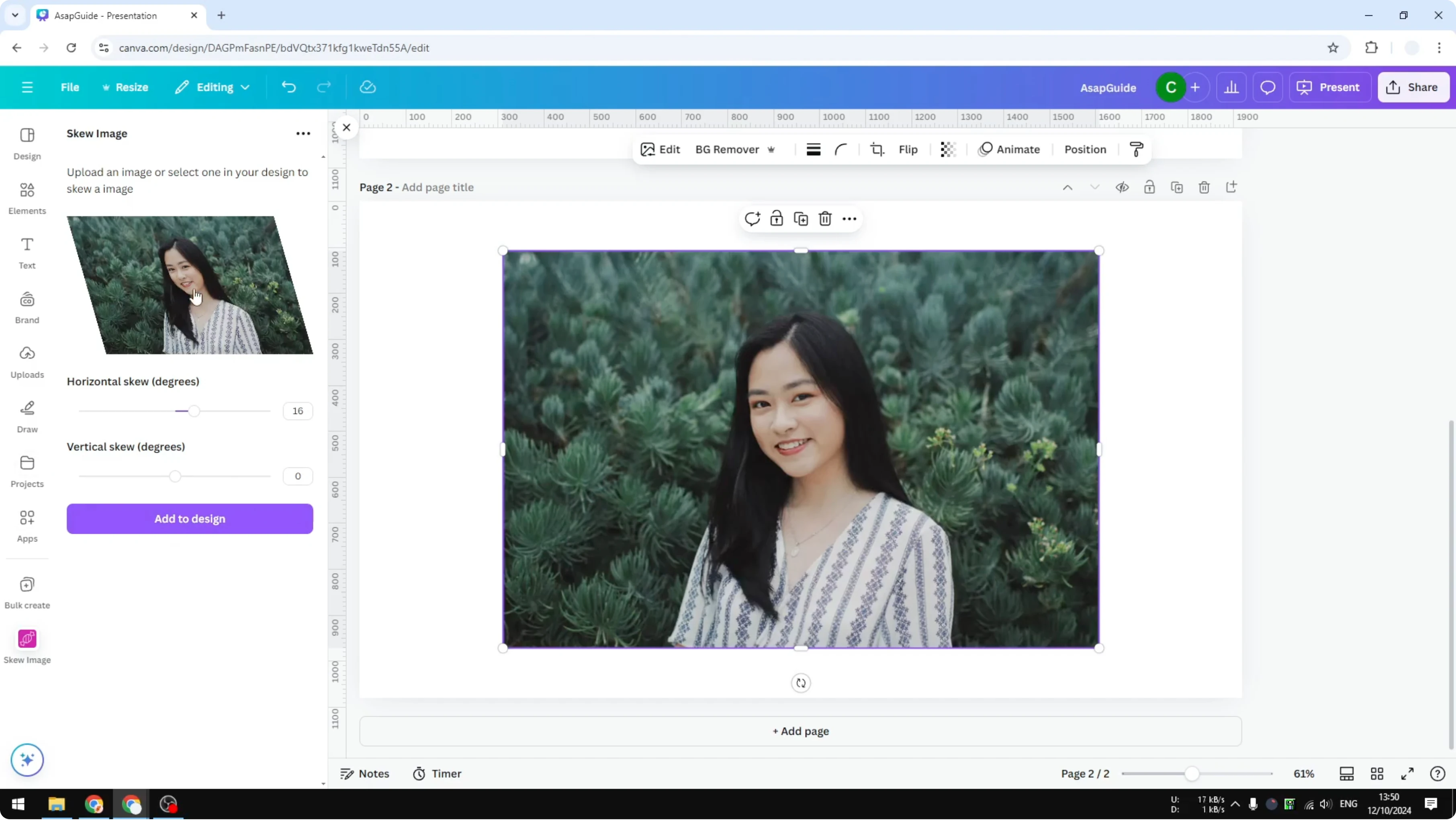 Screenshot from How to Skew Image in Canva at 84s