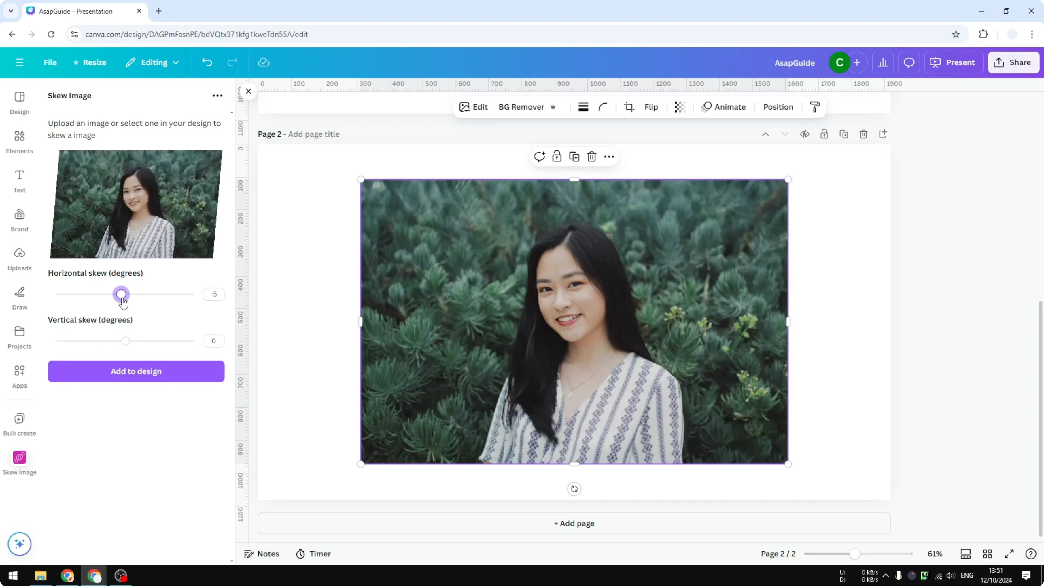 Screenshot from How to Skew Image in Canva at 89s