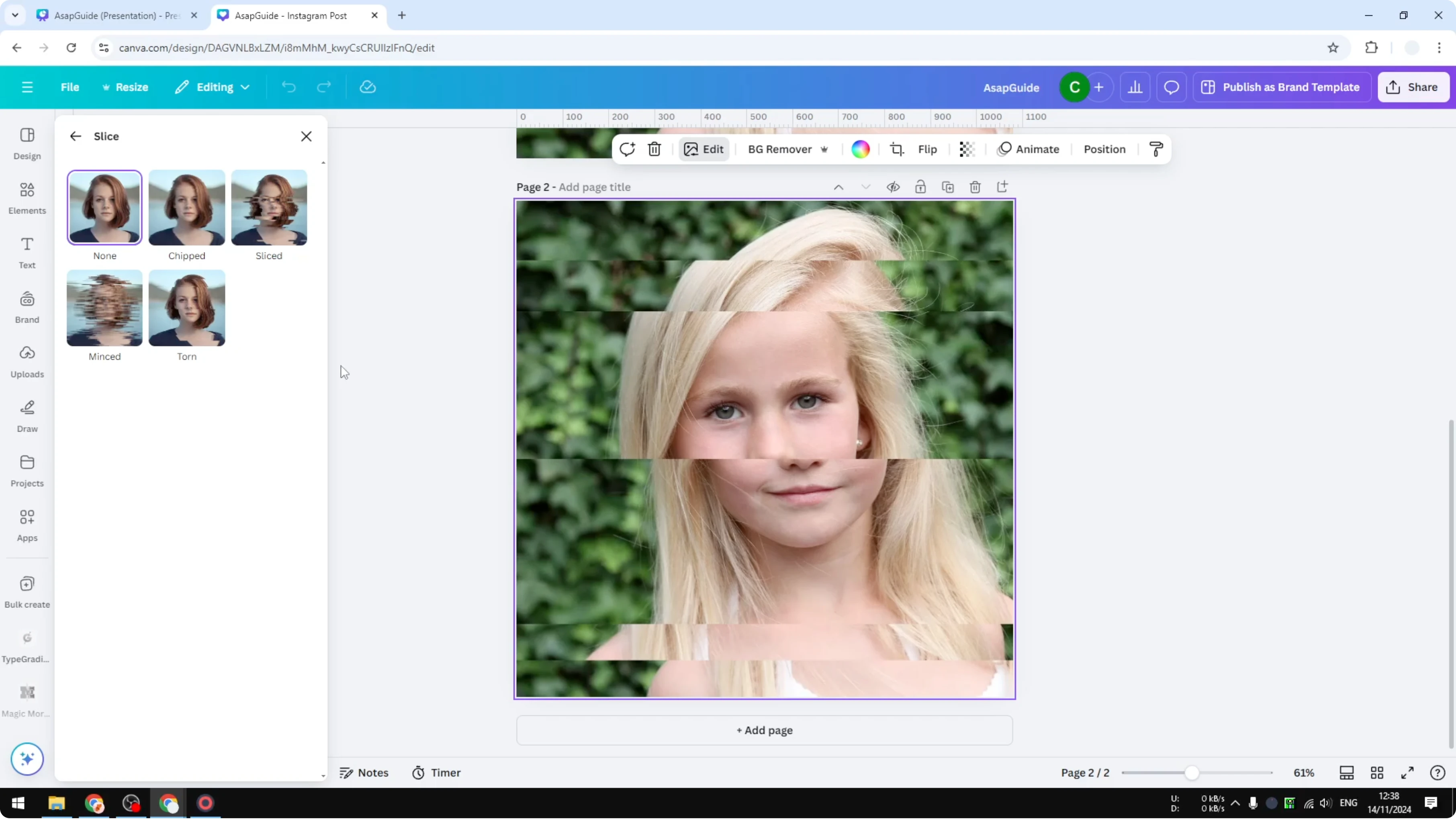 Screenshot from How to Slice an Image in Canva at 123s