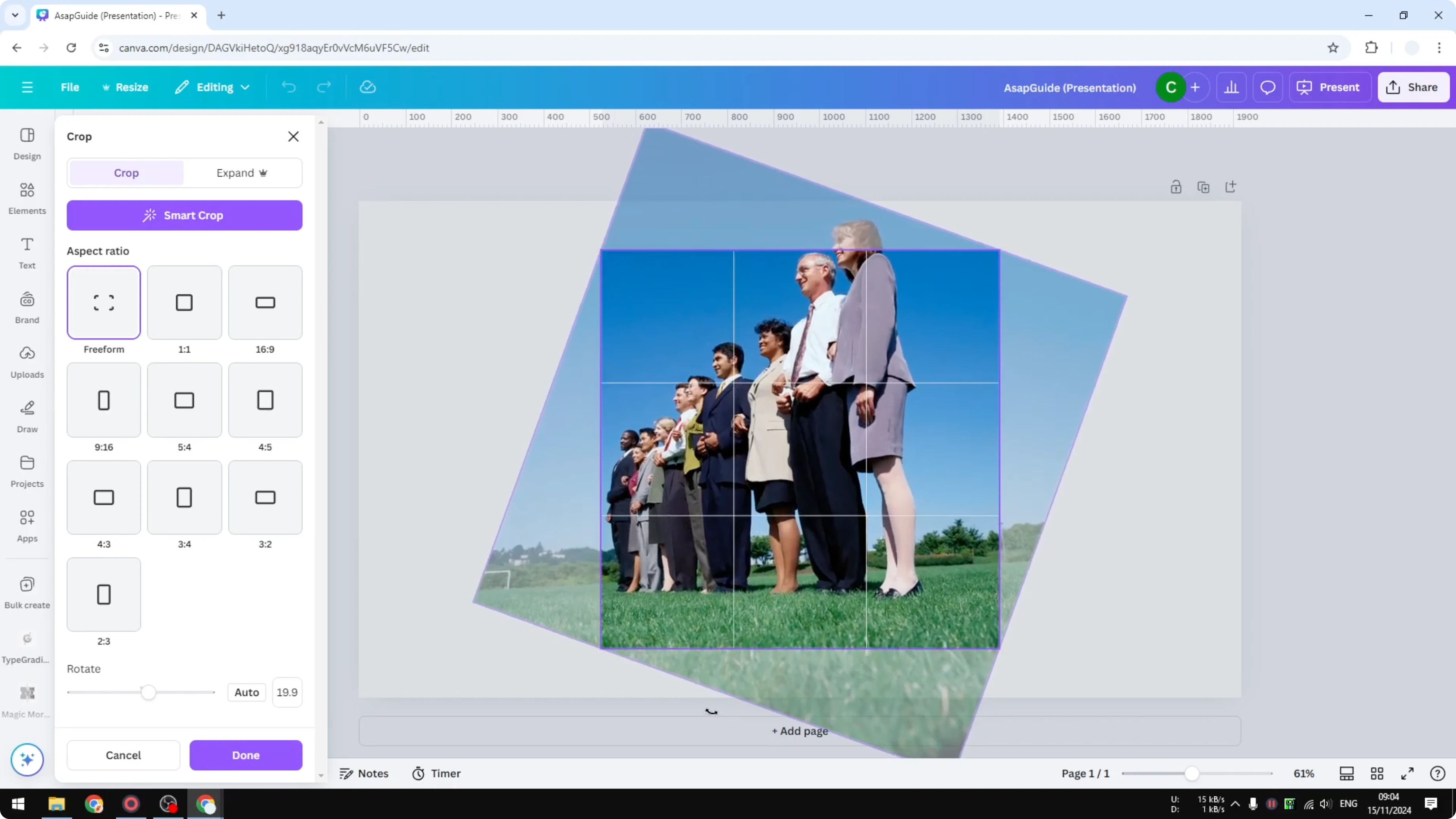 Screenshot from How to Straighten Photo in Canva at 99s
