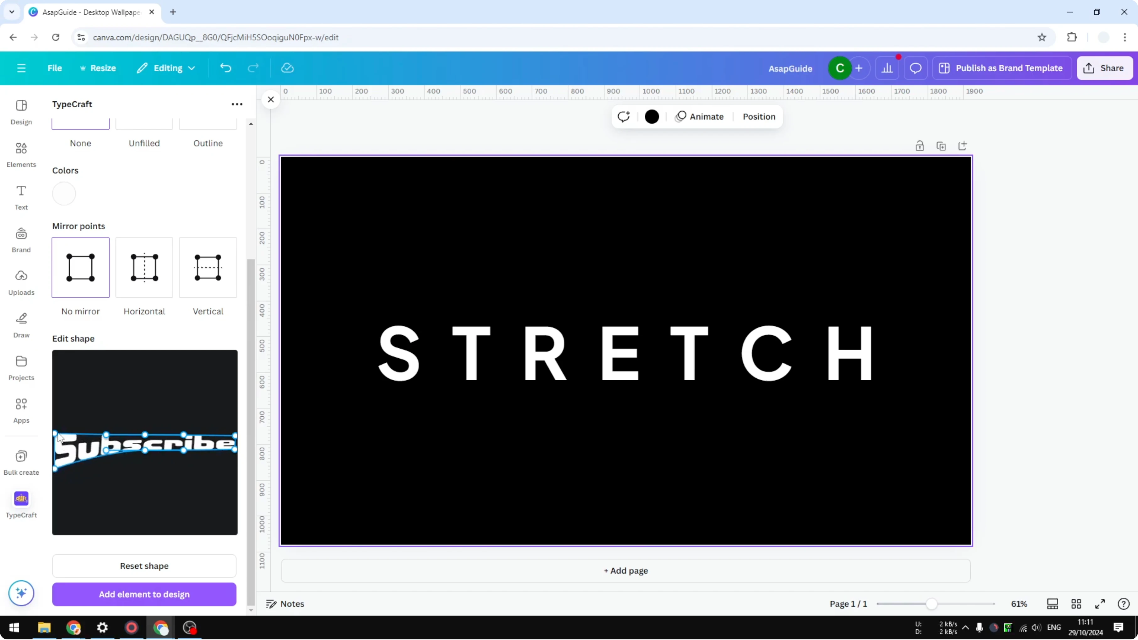 Screenshot from How to Stretch Letters in Canva at 144s