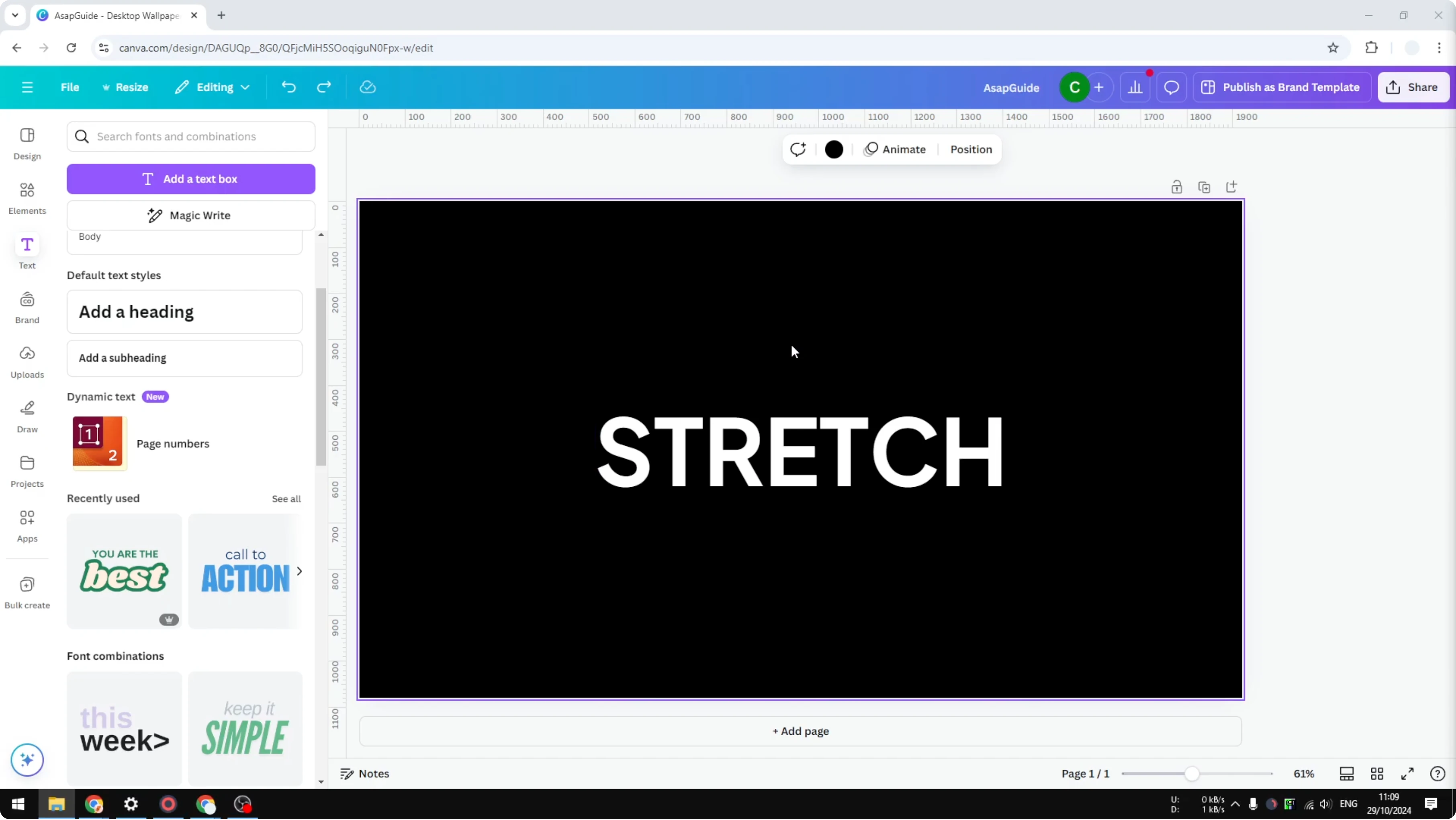 Screenshot from How to Stretch Letters in Canva at 15s