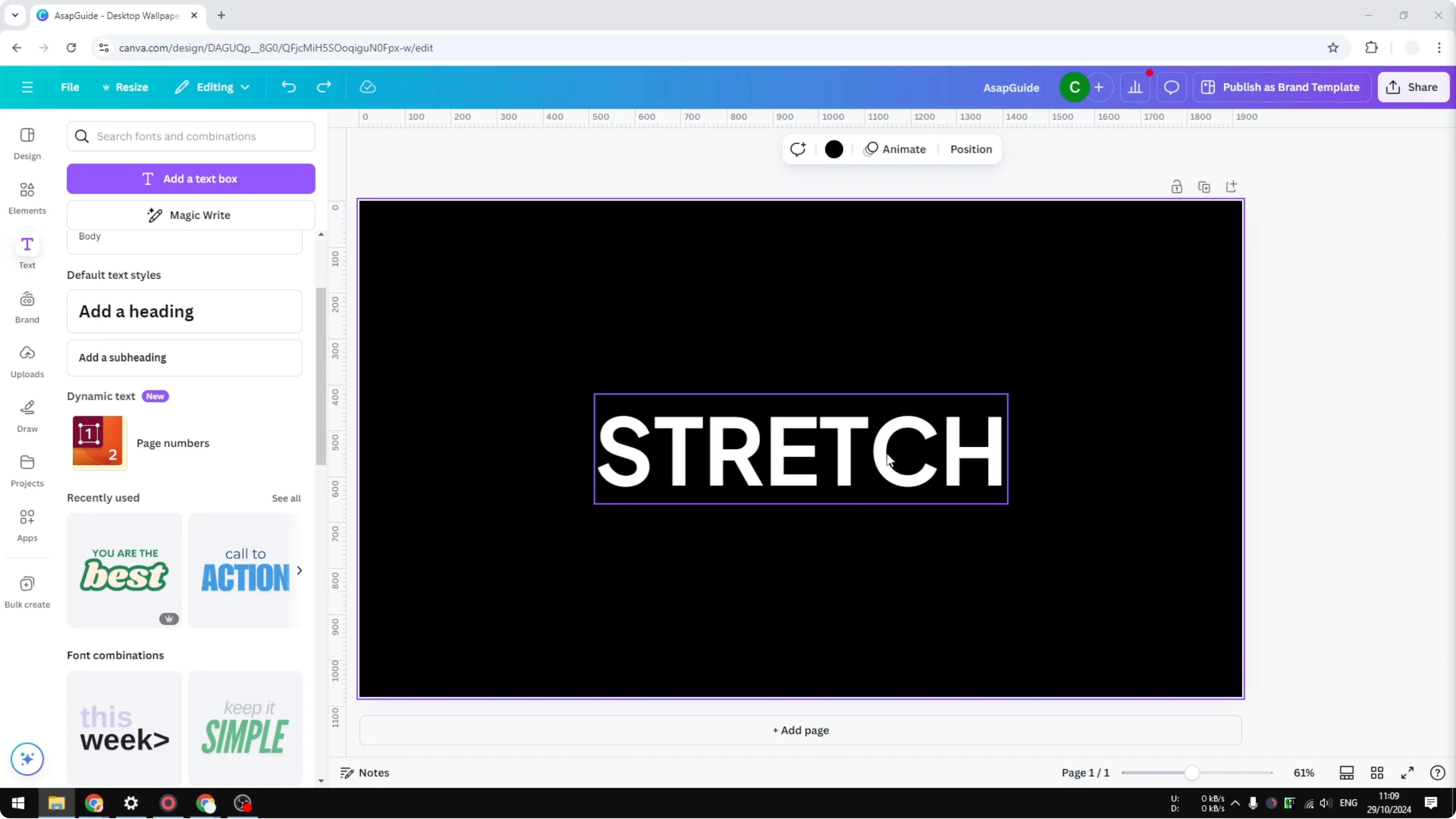 Screenshot from How to Stretch Letters in Canva at 21s
