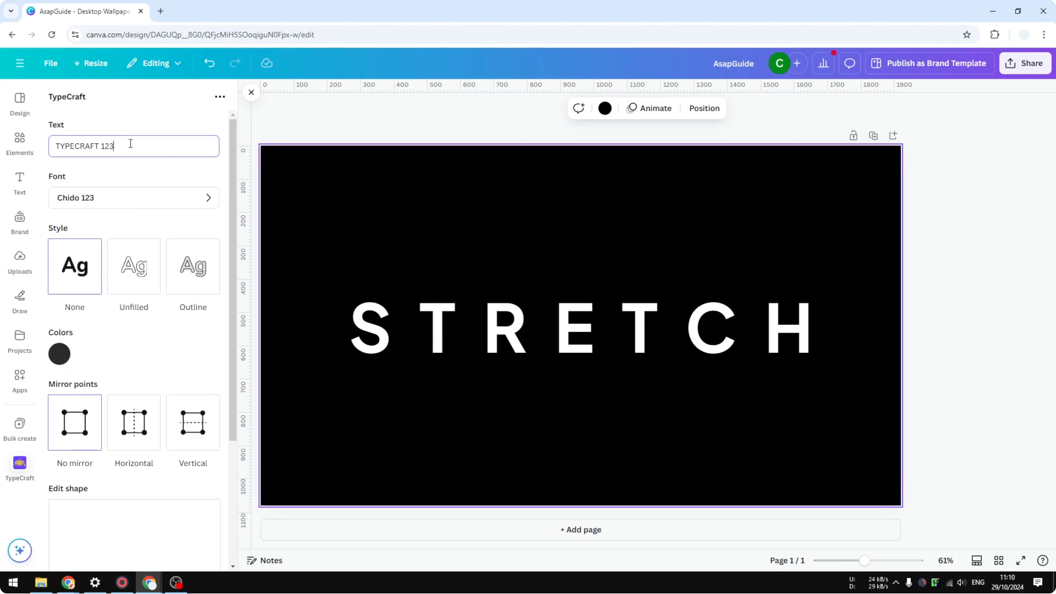 Screenshot from How to Stretch Letters in Canva at 89s