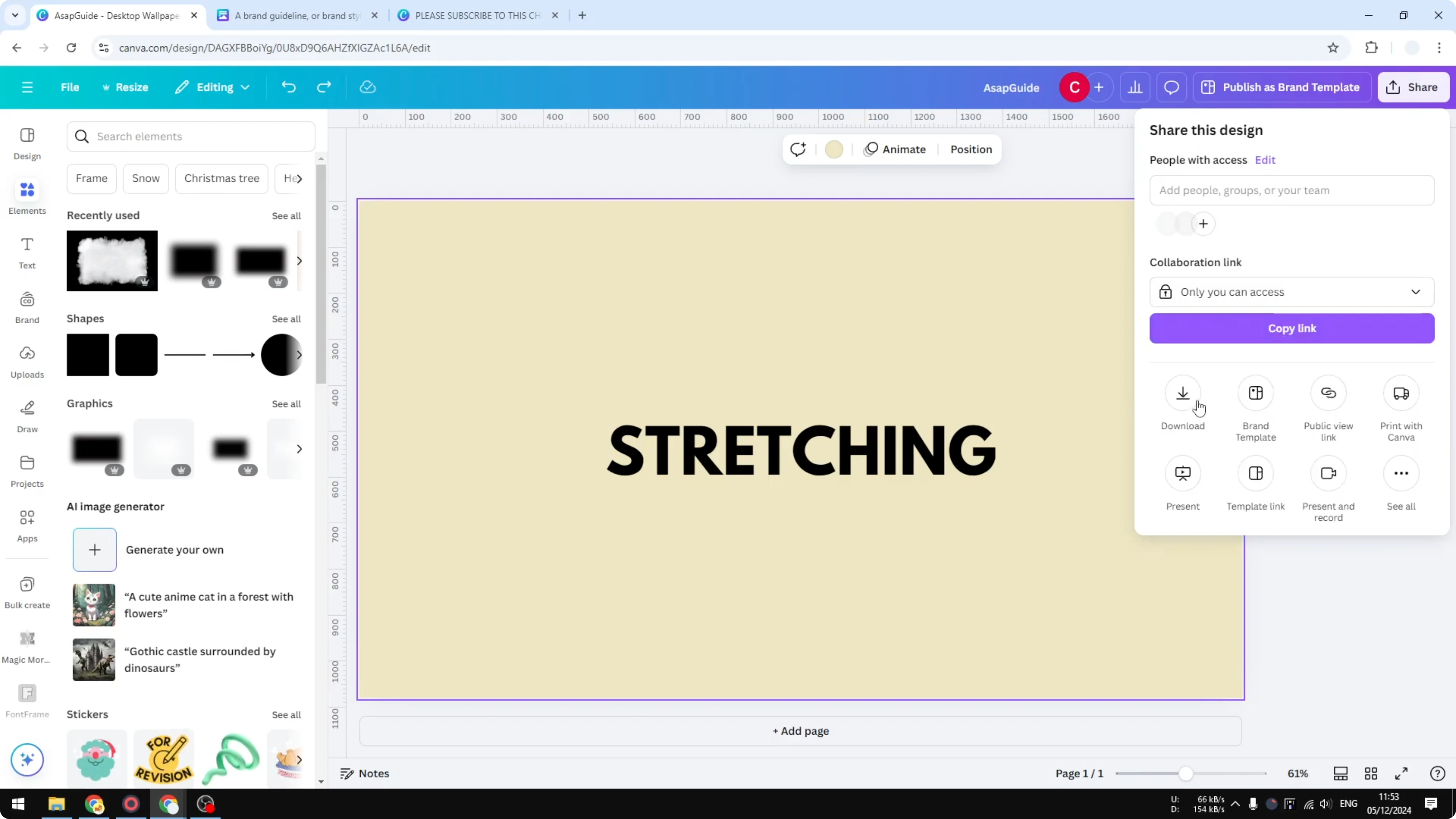 Screenshot from How to Stretch Text in Canva at 75s
