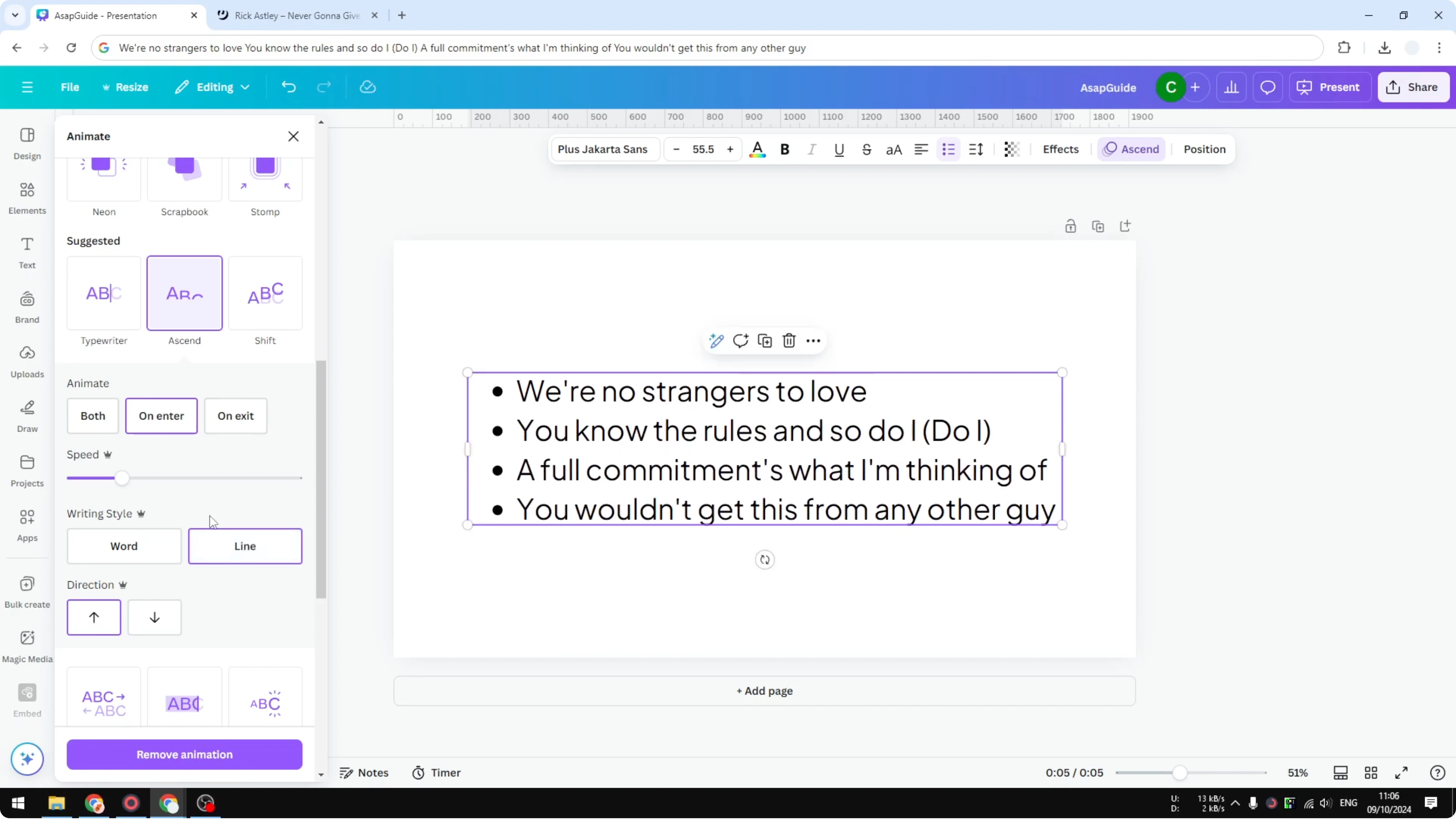Screenshot from How to Make Text Animate Line by Line in Canva at 115s