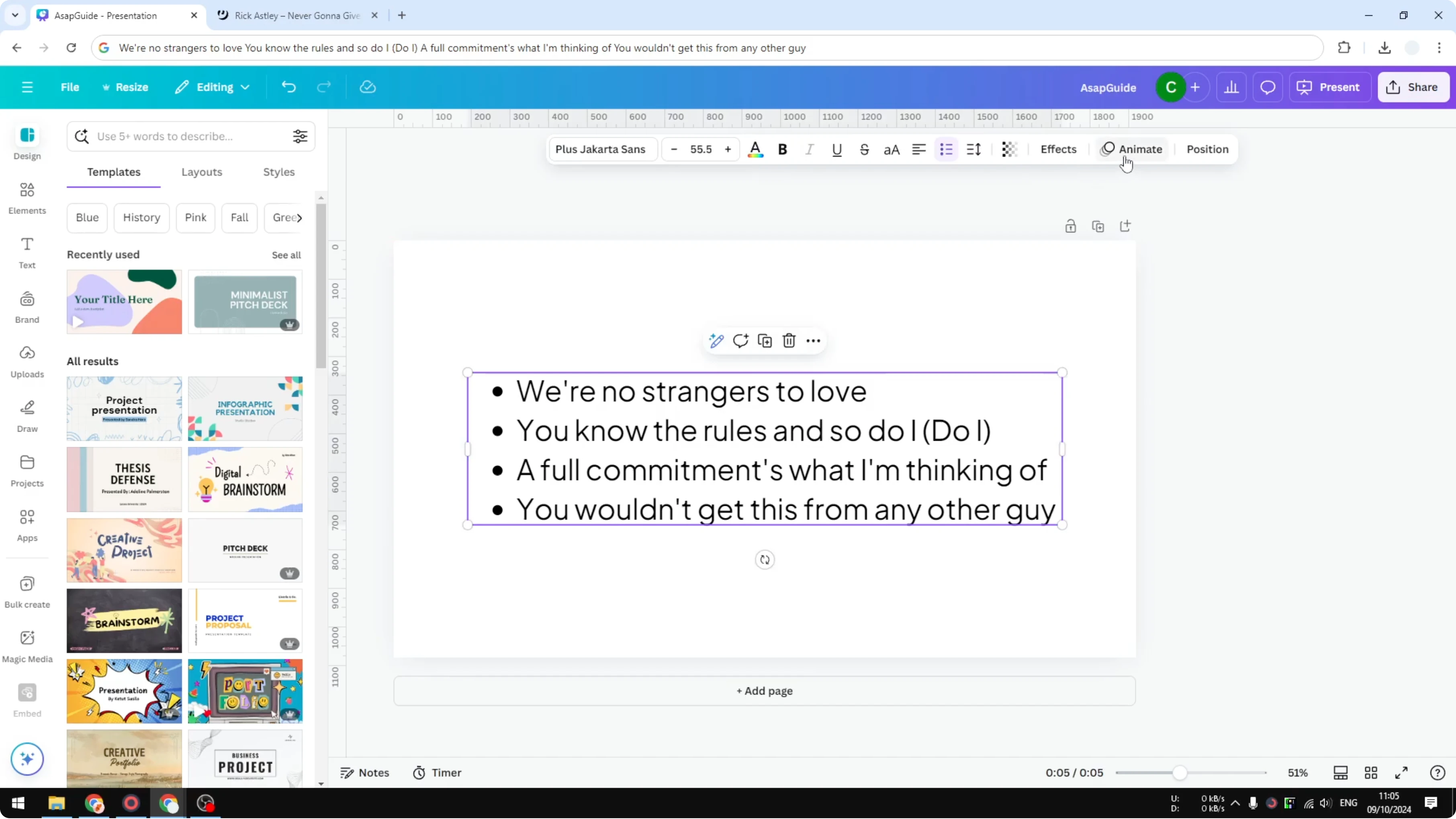 Screenshot from How to Make Text Animate Line by Line in Canva at 40s