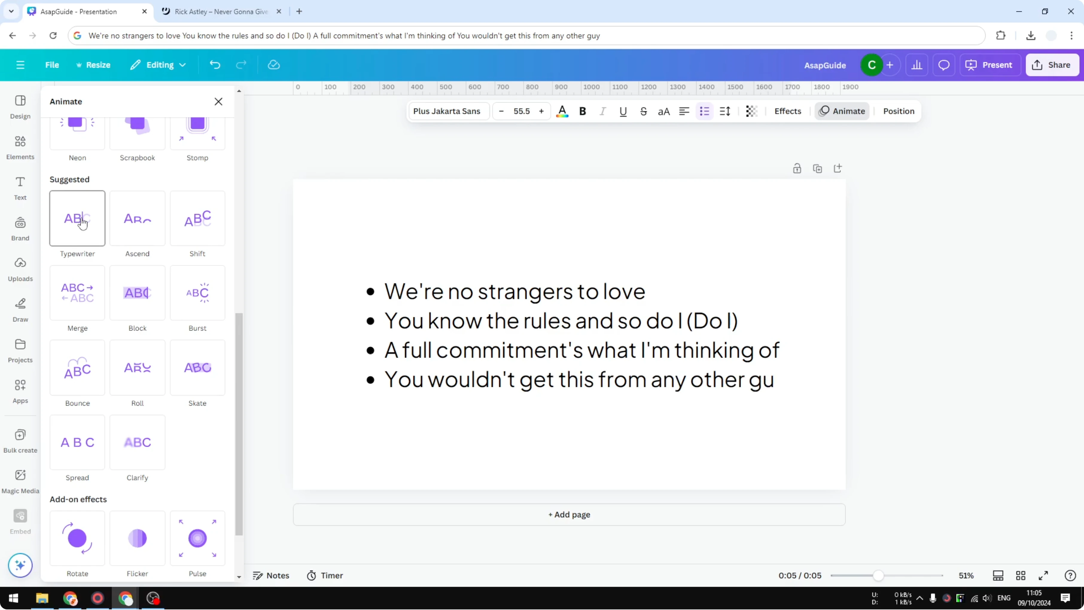Screenshot from How to Make Text Animate Line by Line in Canva at 70s