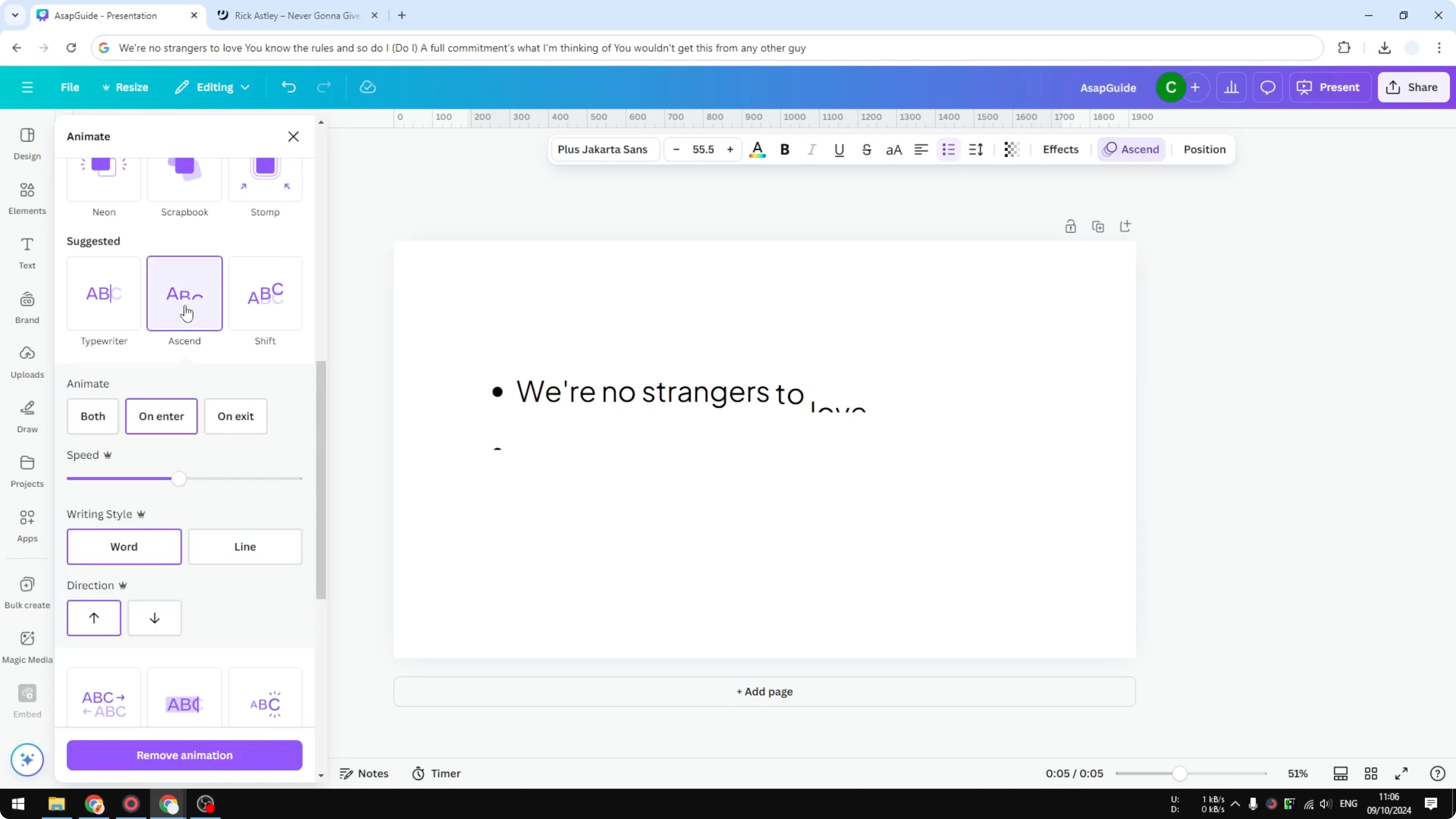 Screenshot from How to Make Text Animate Line by Line in Canva at 94s