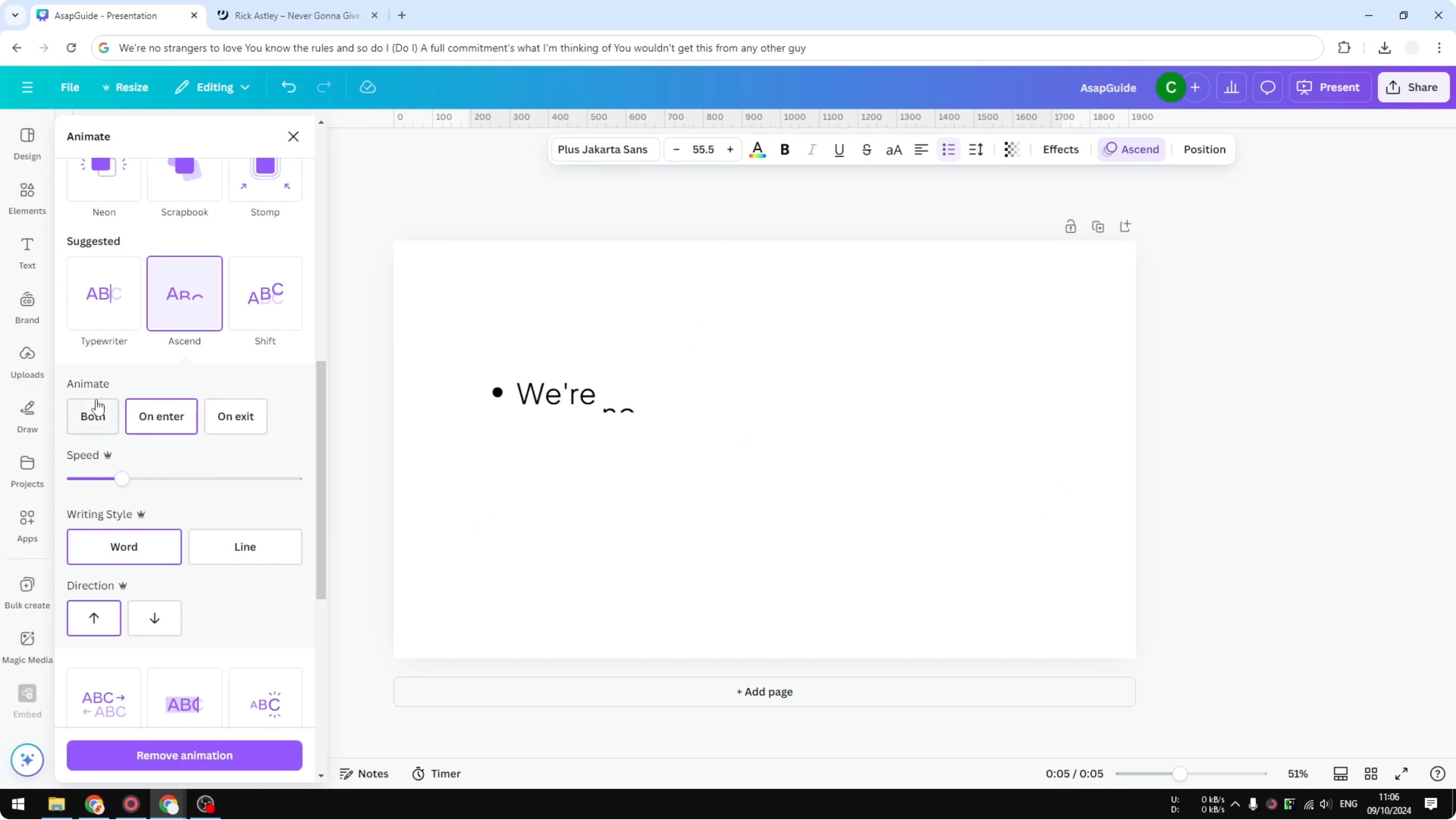 Screenshot from How to Make Text Animate Line by Line in Canva at 98s