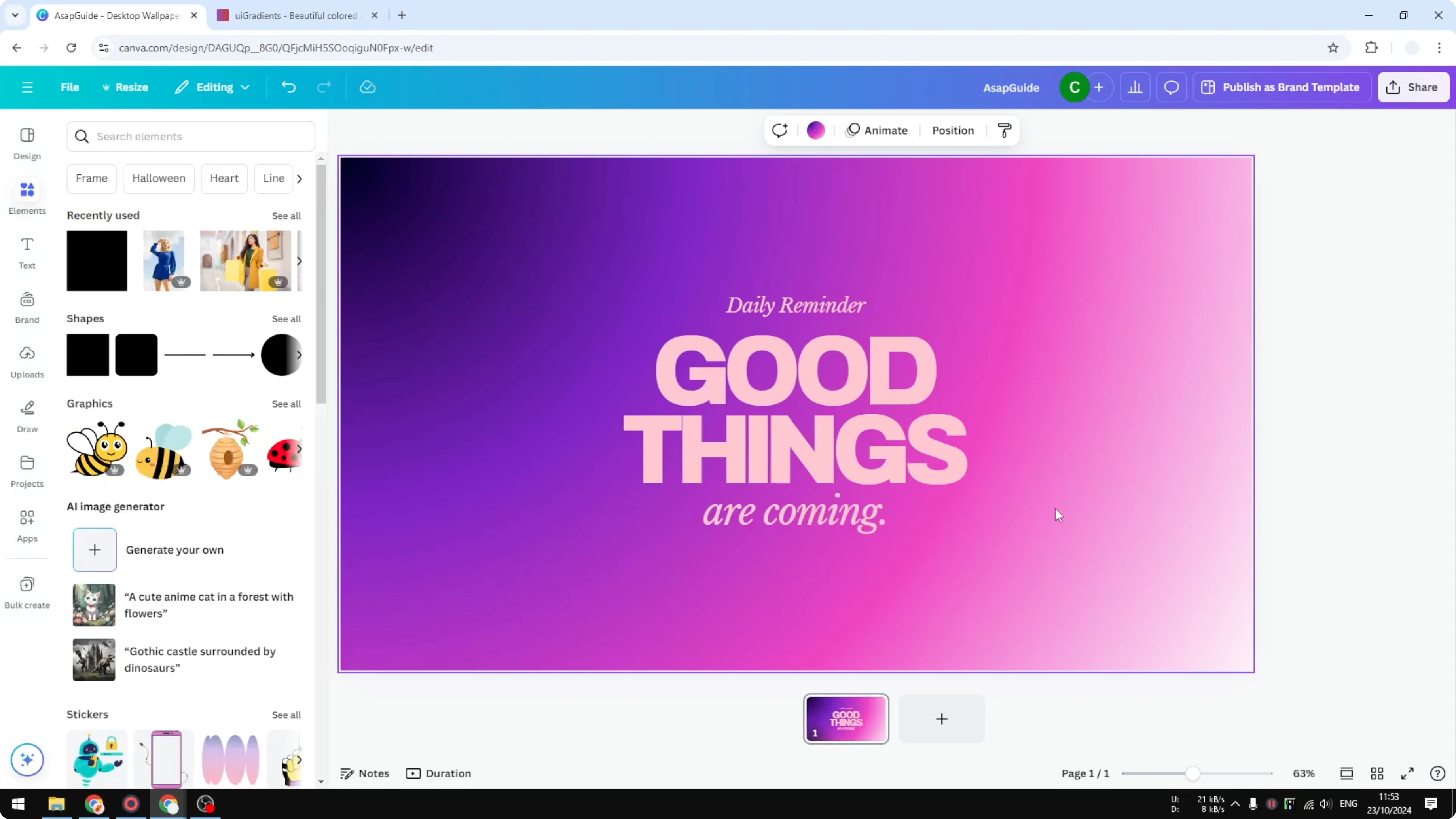 Screenshot from How to Make Three Color Gradient in Canva at 134s