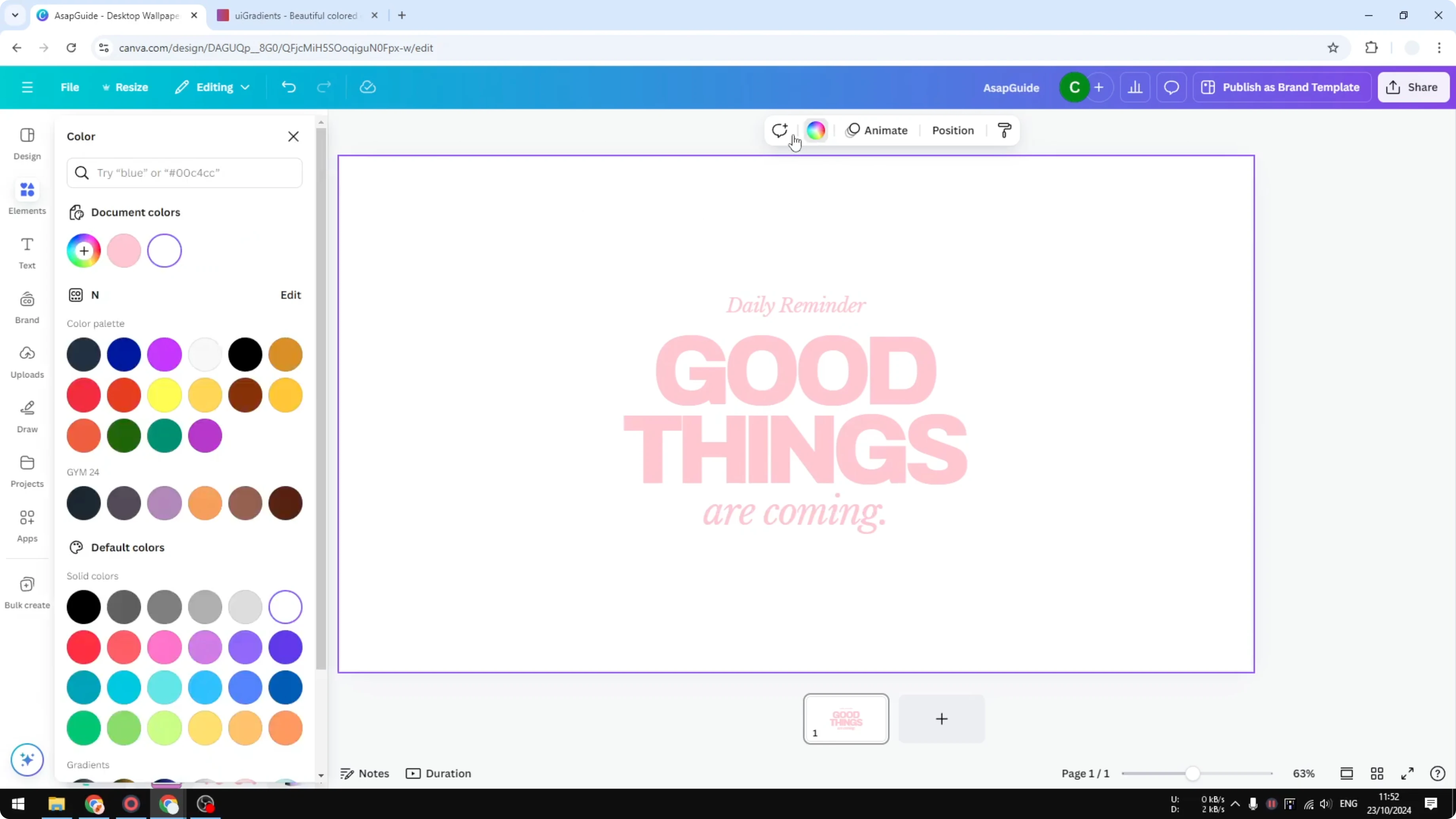 Screenshot from How to Make Three Color Gradient in Canva at 33s