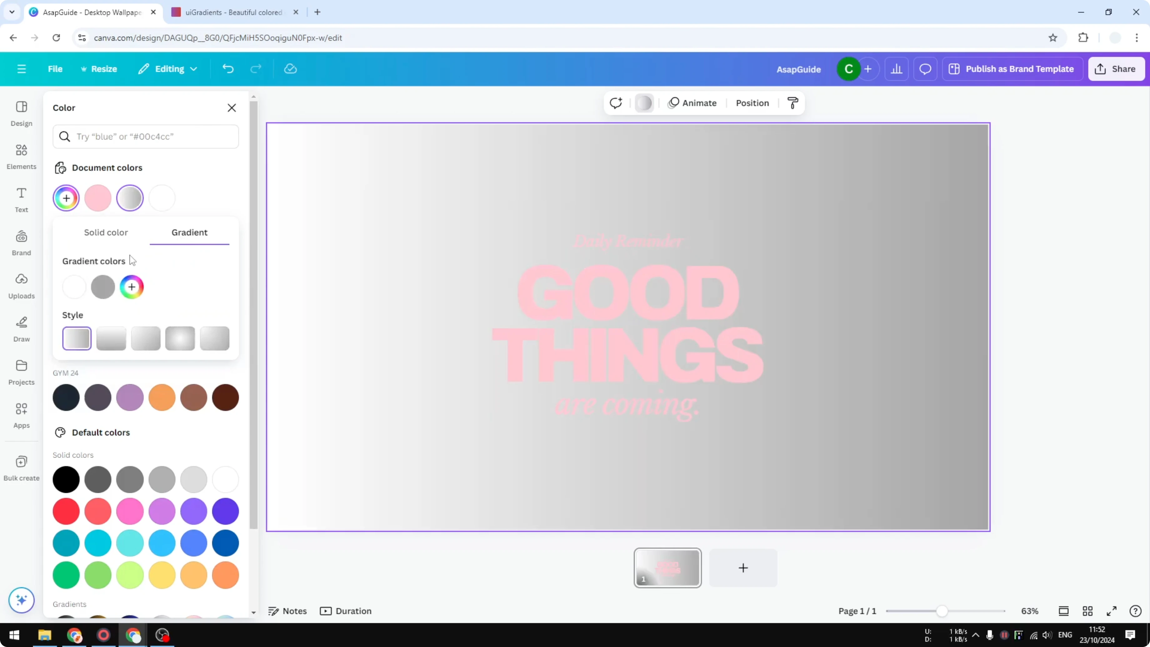 Screenshot from How to Make Three Color Gradient in Canva at 51s